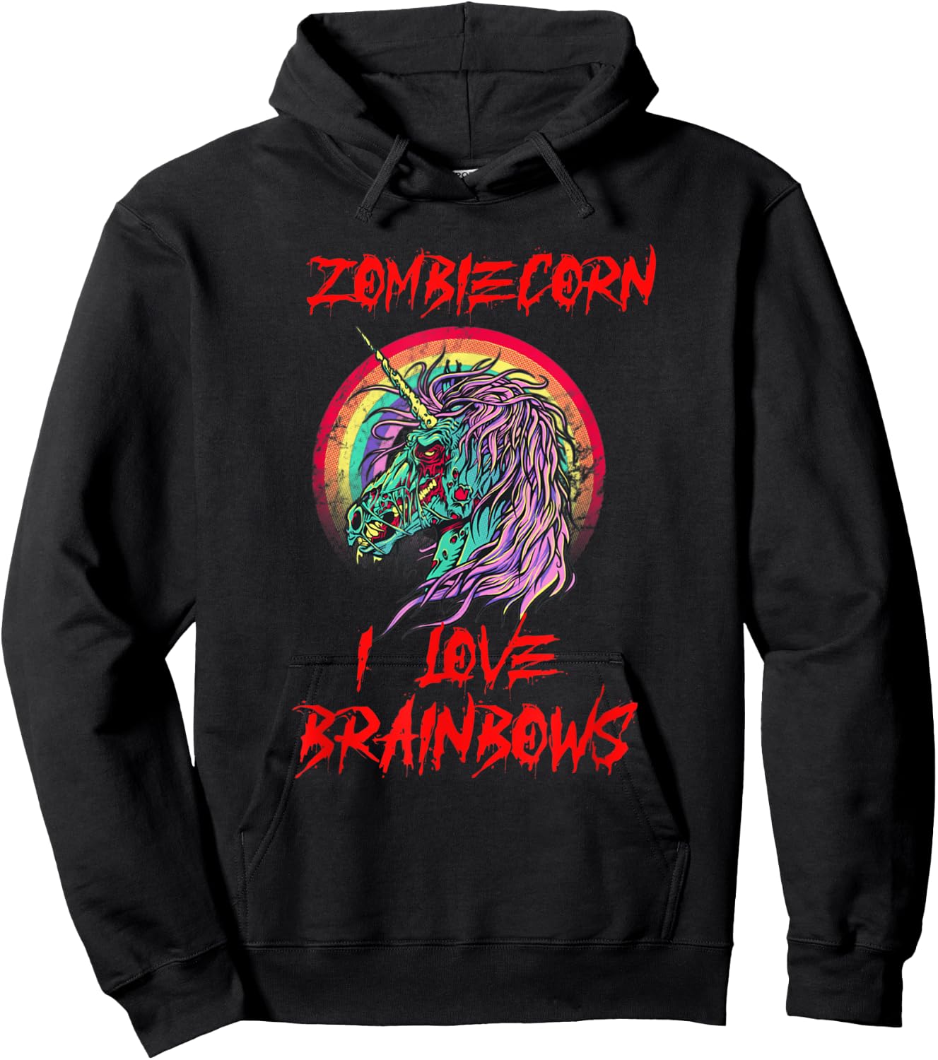 Zombiecorn Zombie Unicorn Brainbows Halloween Hoodie - Hoodie | Black