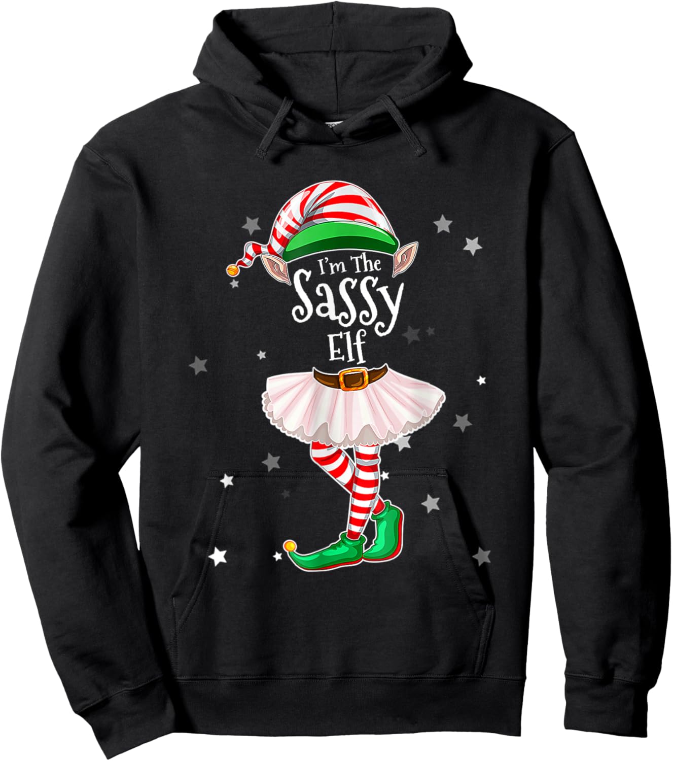 I'm The Sassy Elf Matching Christmas Costume Shirt Hoodie - Hoodie | Black