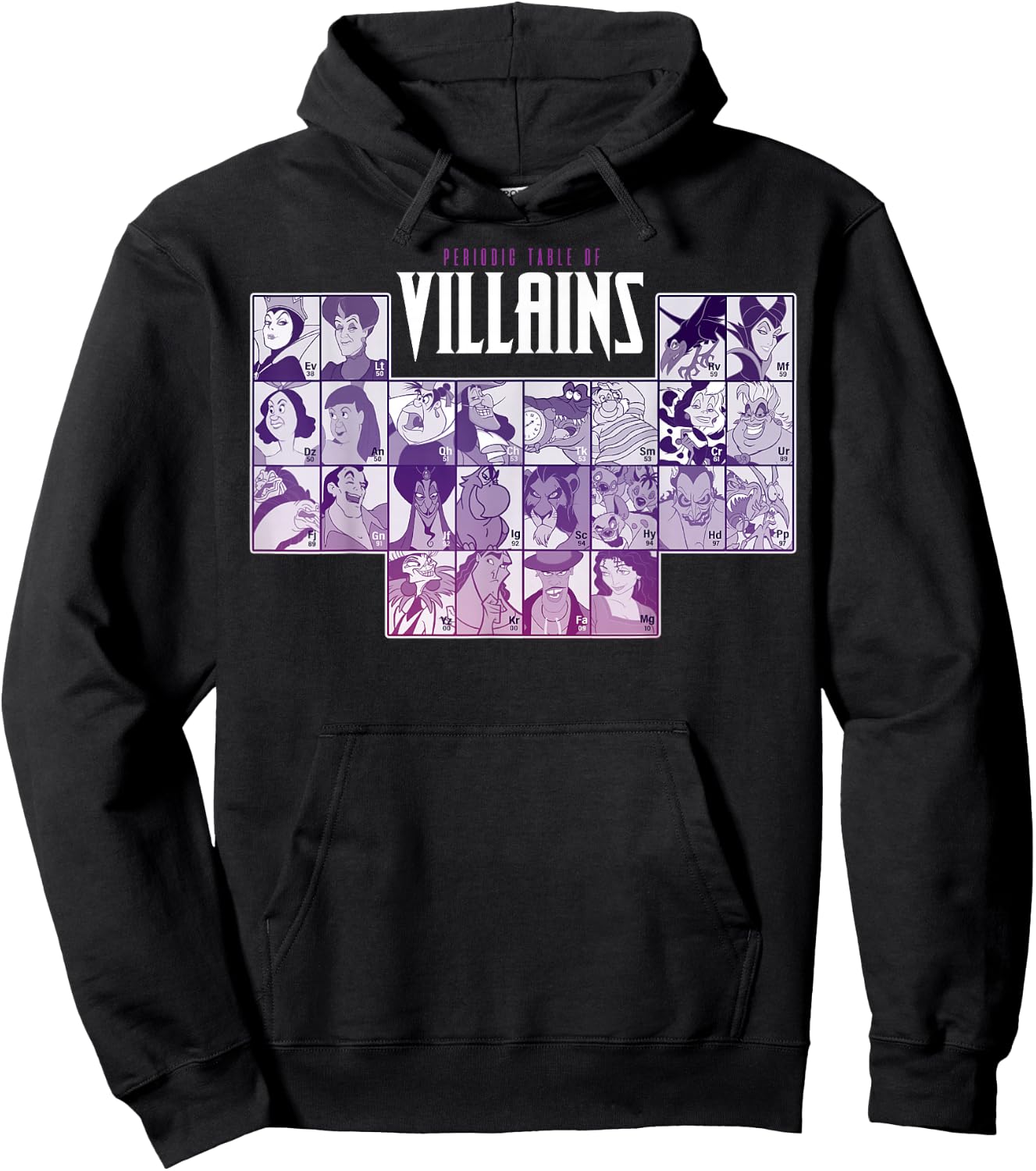 Disney Villains Periodic Table of Villains Group Shot Small Hoodie - Hoodie | Black