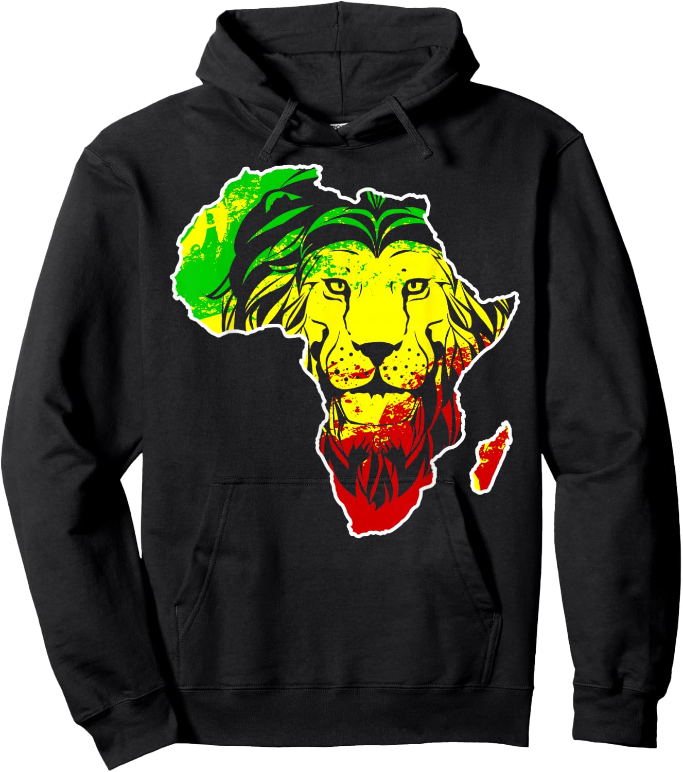 Roar Africa Map Lion Face Reggae Rasta Gift Design design Hoodie - Hoodie | Black