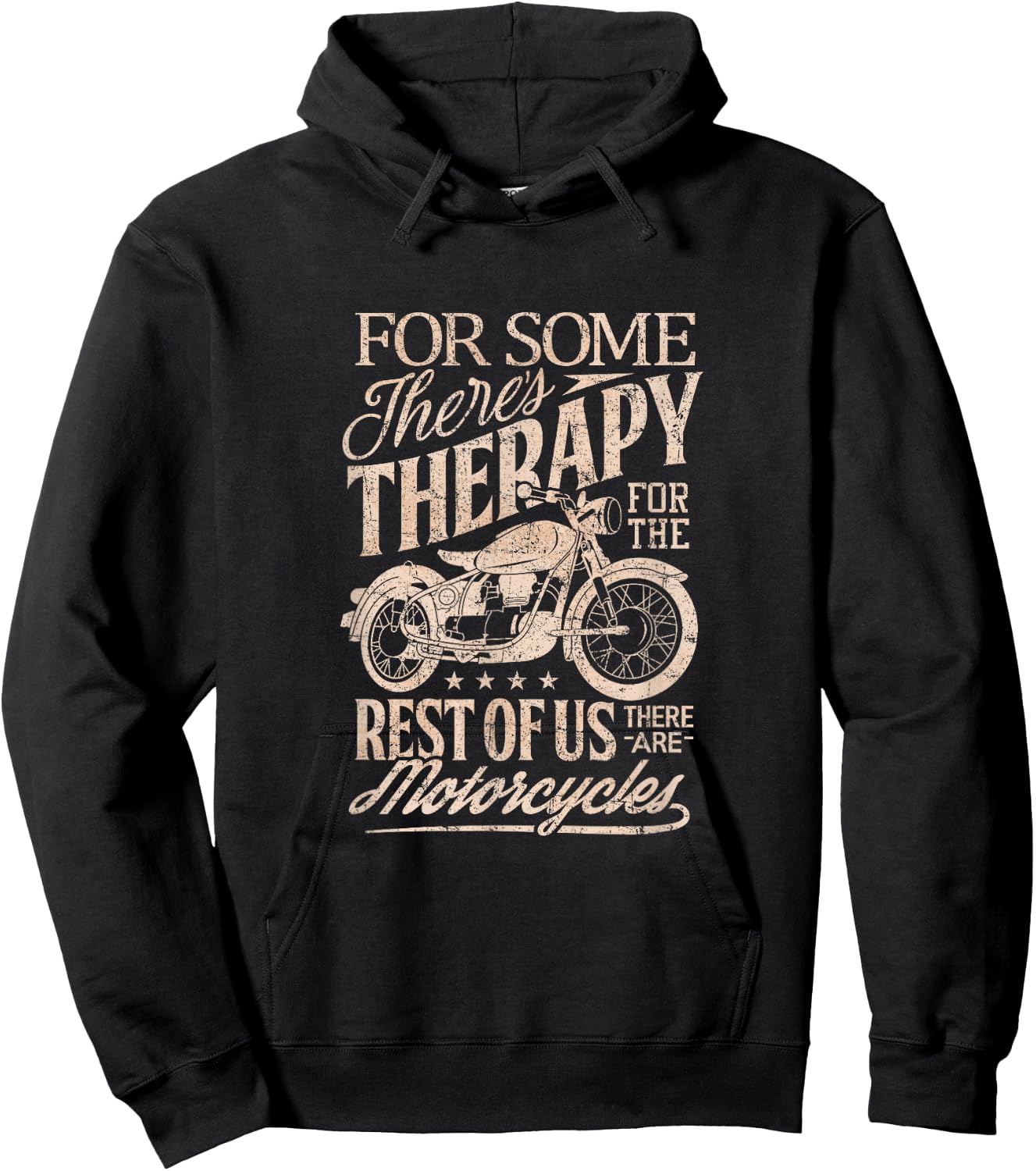 Retro Vintage Motorcycle Rider Therapy T Shirt Hoodie - Hoodie | Black