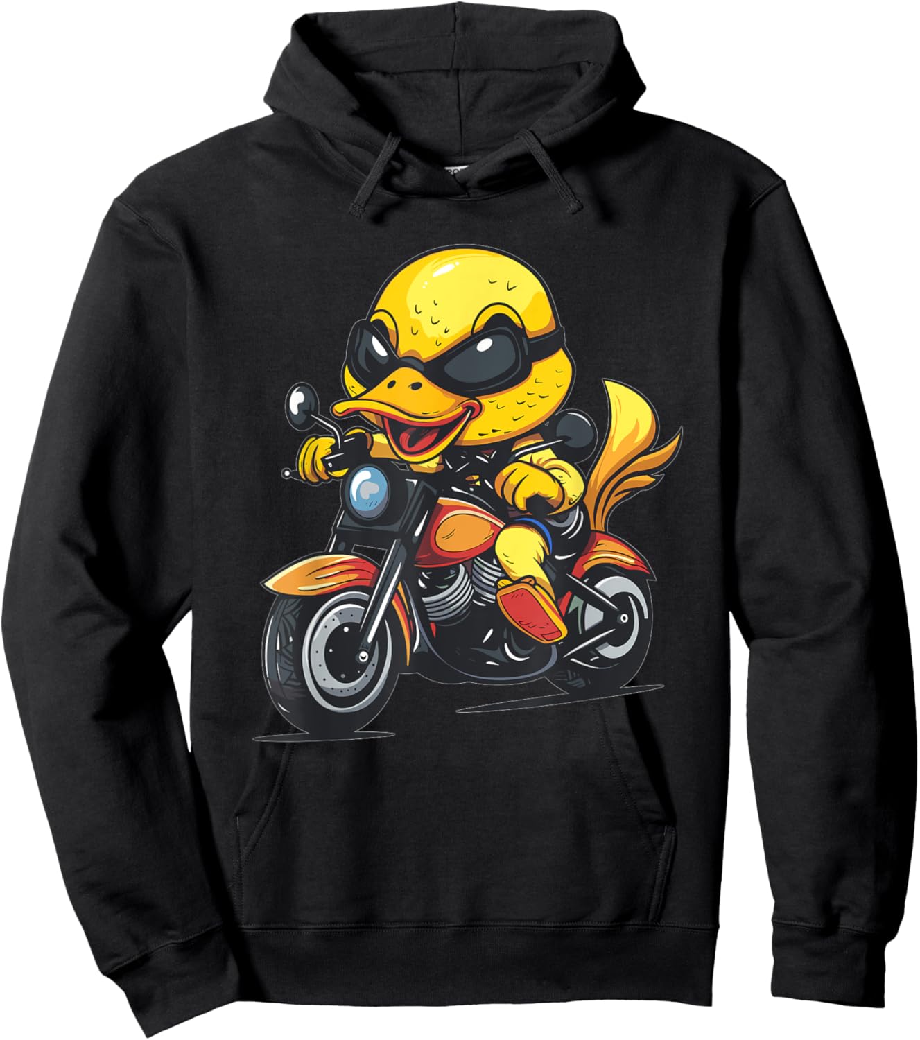 Cute Motorcycle Duck Hoodie - Hoodie | Black