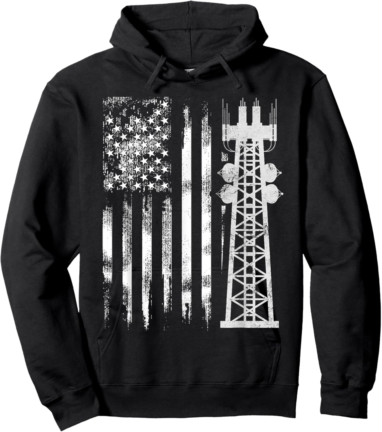 Patriotic Tower Climber Transmissionservie Climbing Hoodie - Hoodie | Black