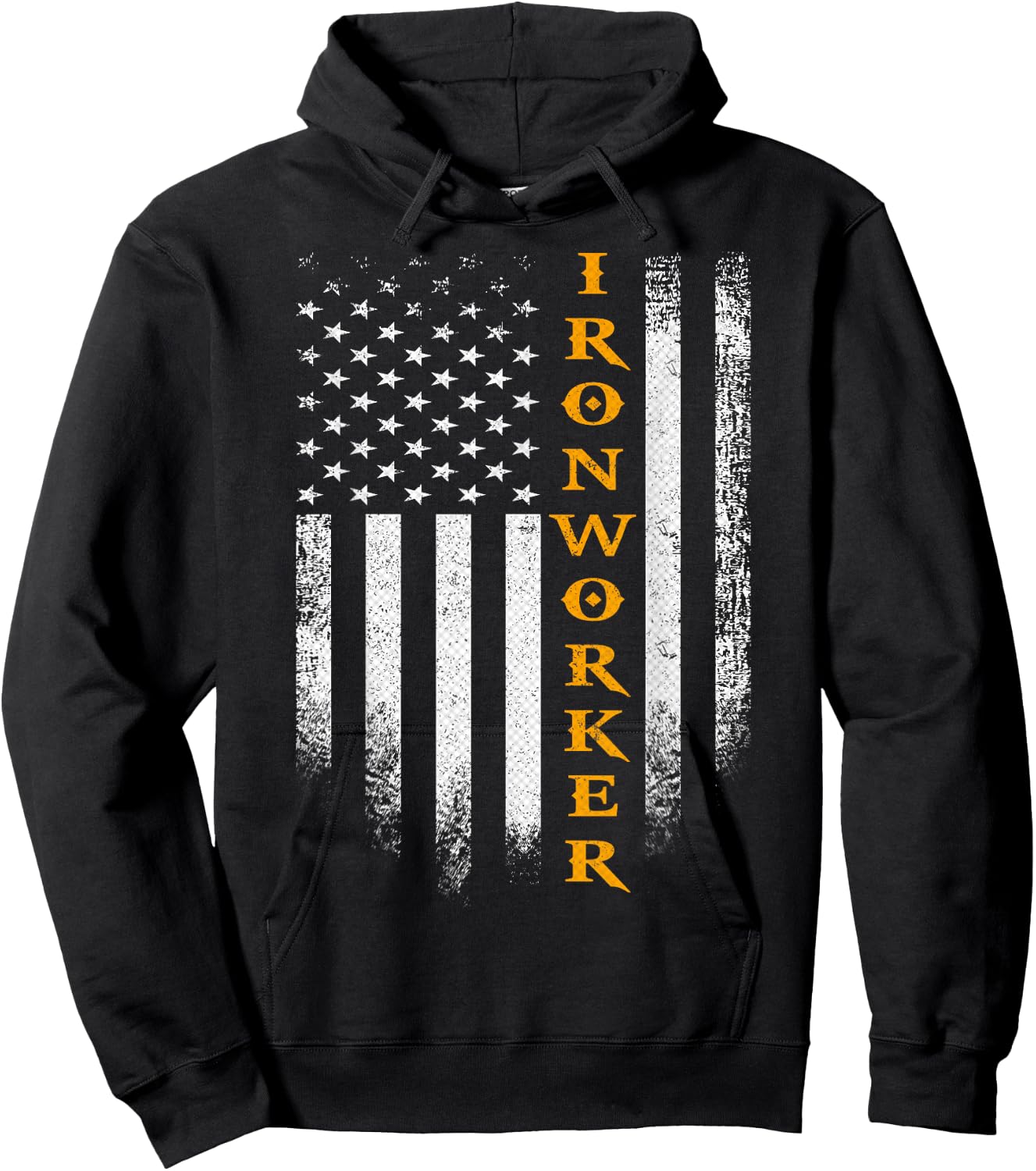 Vintage USA Ironworker American Flag Iron Worker Patriotic Hoodie - Hoodie | Black
