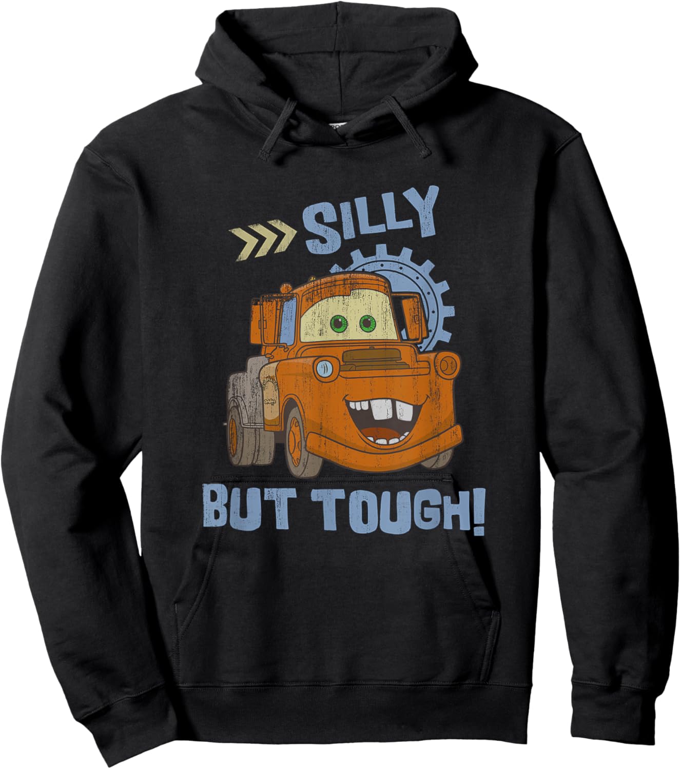 Disney Pixar Cars Silly But Tough Tow Mater Distressed Hoodie - Hoodie | Black