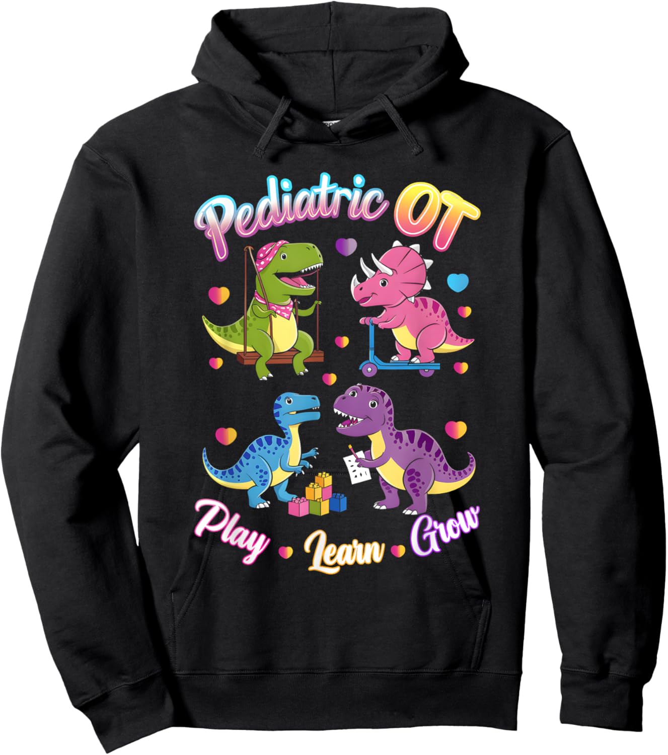 Pediatric Occupational Therapy OT Assistant Cute Dinosaur Hoodie - Hoodie | Black