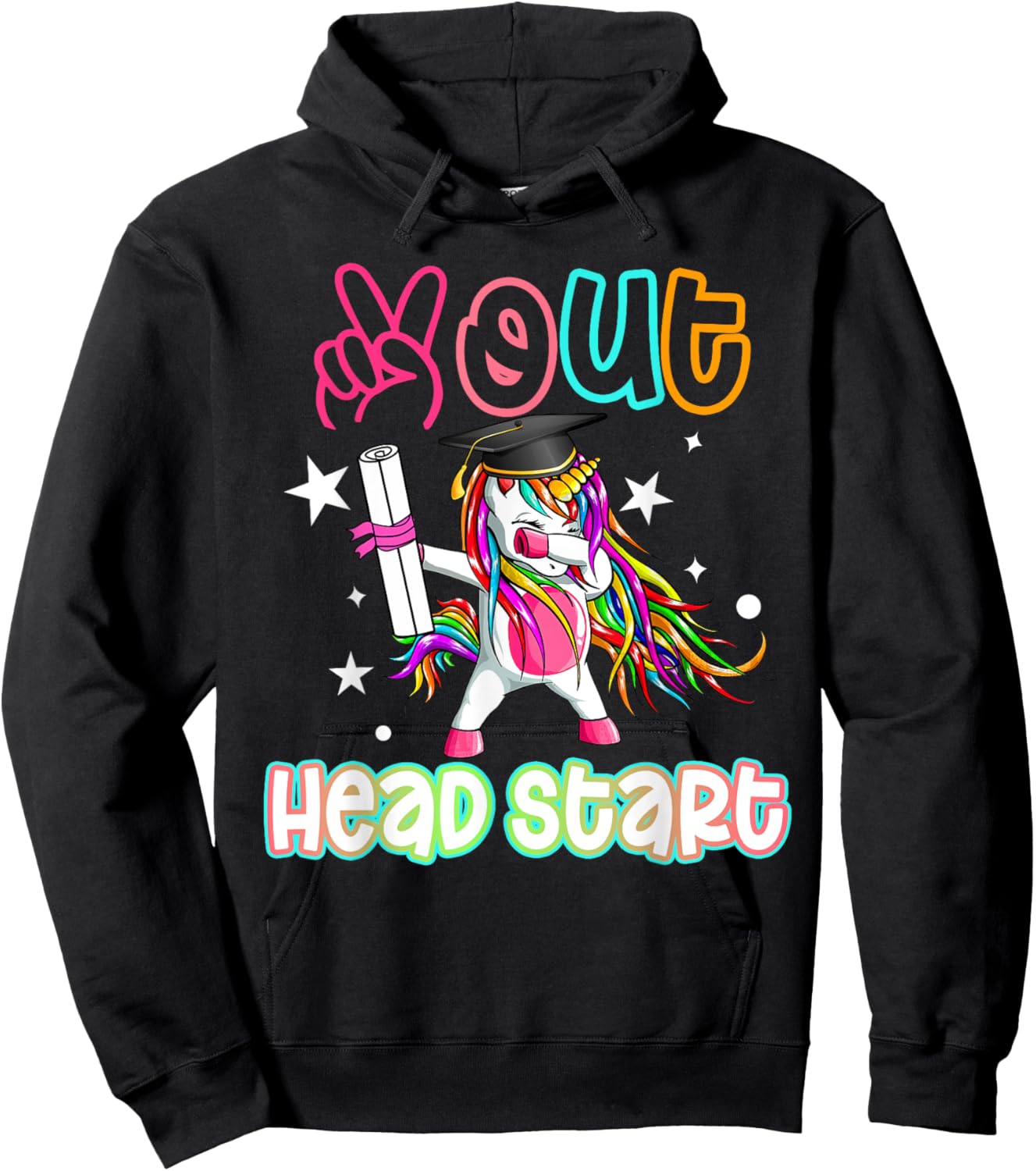 Peace out Headstart Dabbing Unicorn Last Day Of School Kids Hoodie - Hoodie | Black