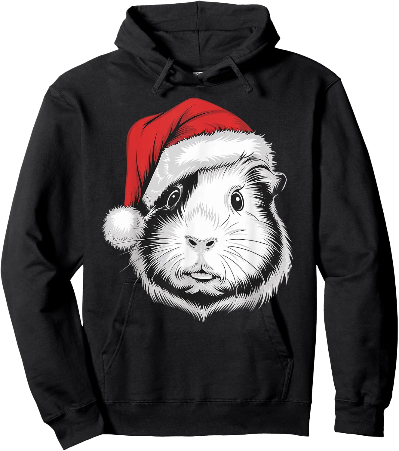 Joyful Guinea pig Santa on Guinea pig Christmas Hoodie - Hoodie | Black