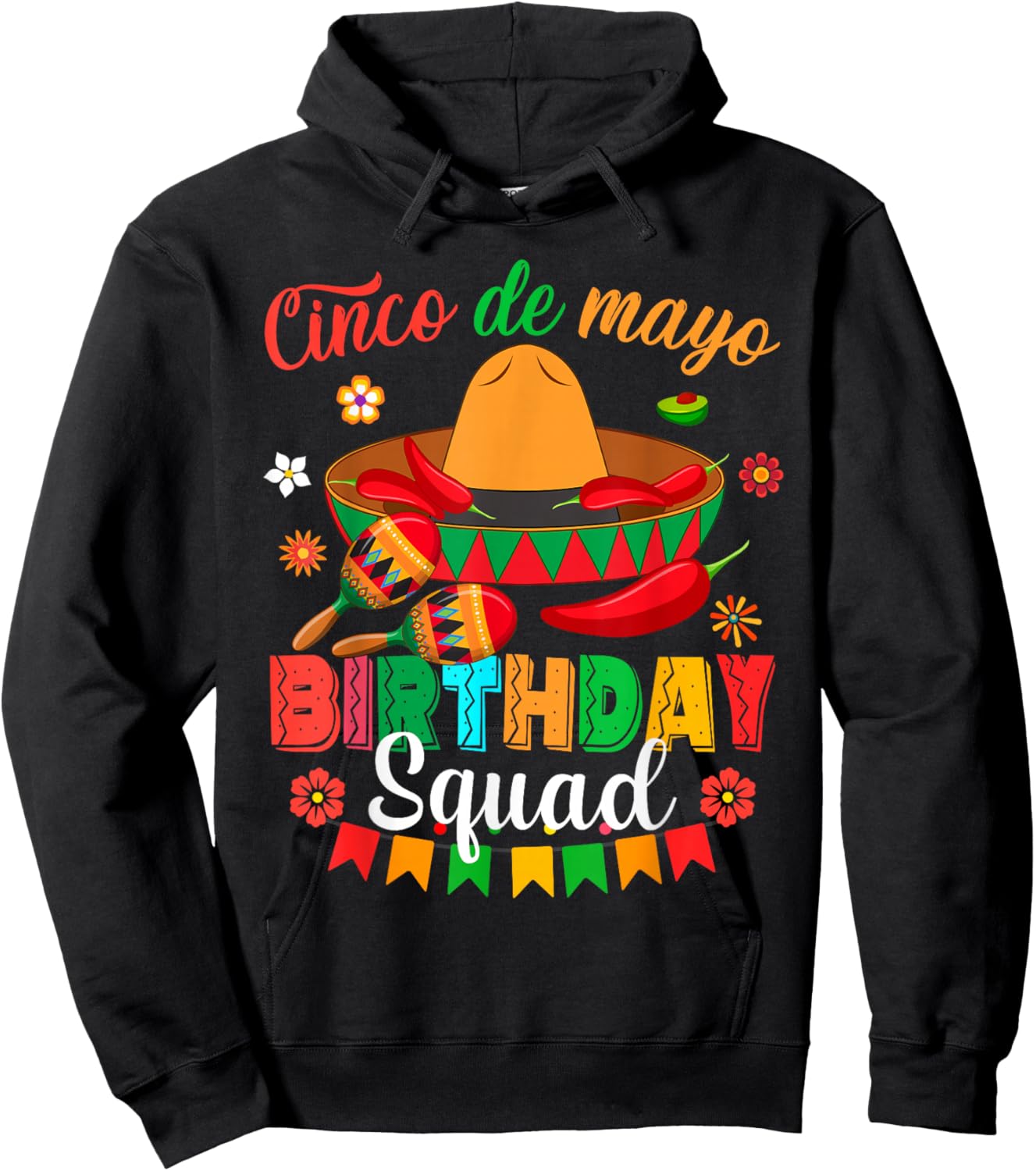 Happy Cinco De Mayo Birthday Squad Mexican Matching Family Hoodie - Hoodie | Black