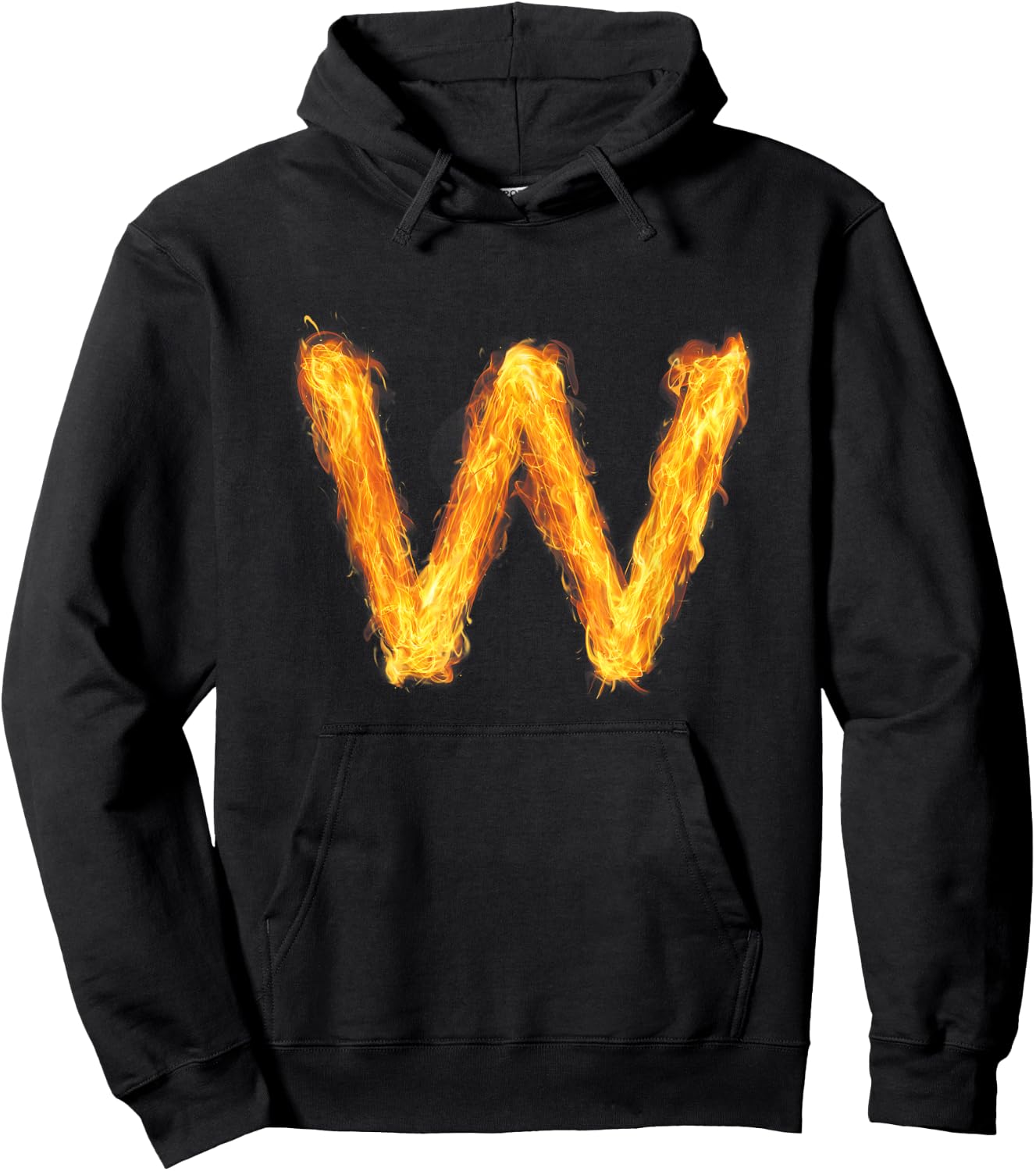 Letter W Alphabet First Name Consonant Fire Flame Gift Hoodie - Hoodie | Black
