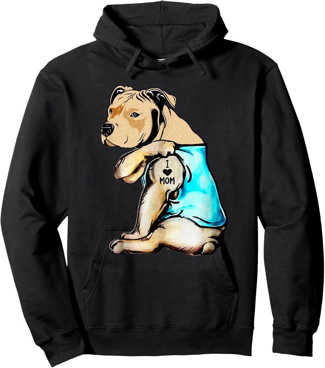 Pit Bull - I Love Mom Tattoo Small Hoodie - Hoodie | Black