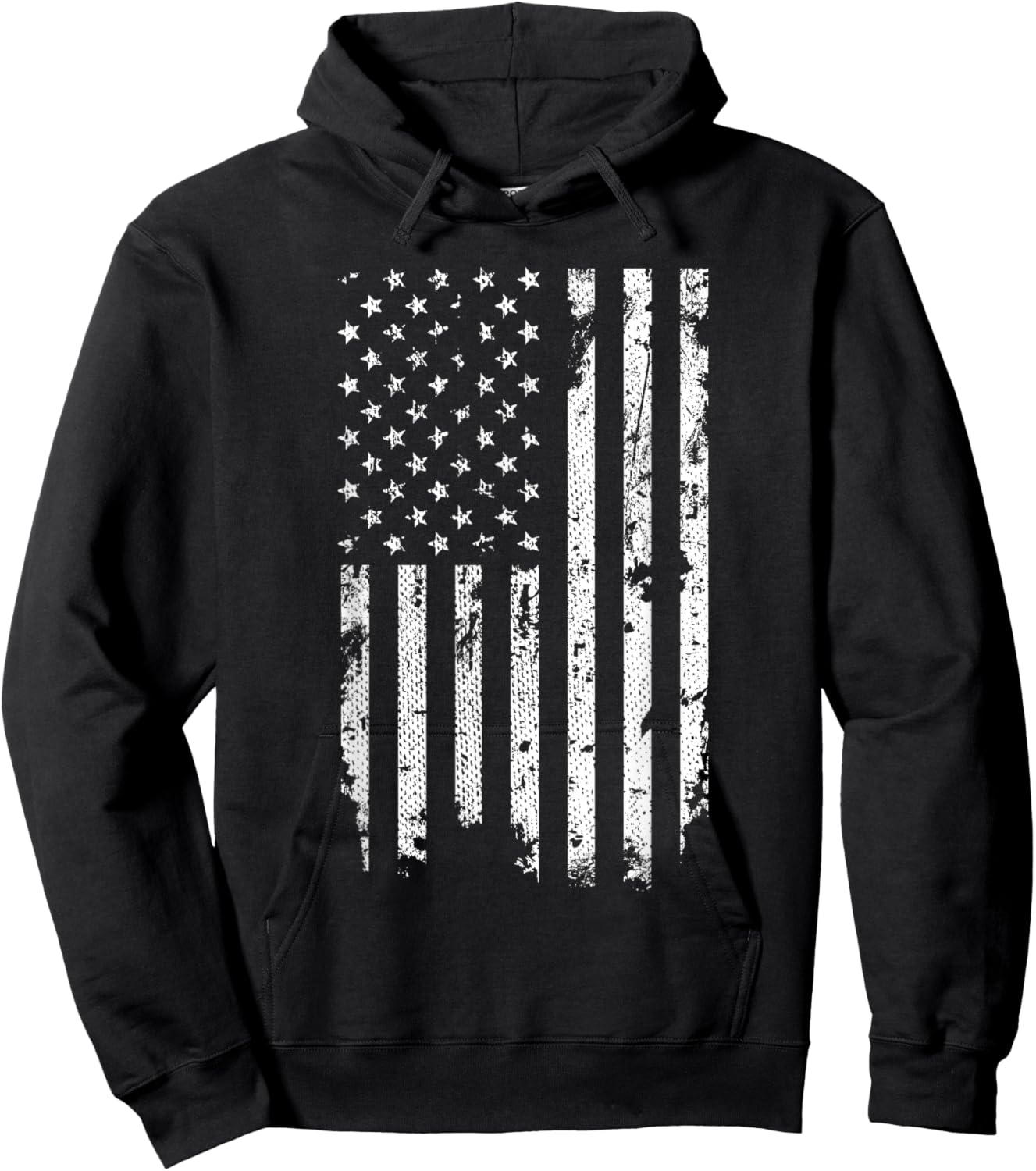Threadrock Distressed American Flag - -Adults, Kids - Black - Short Sleeve - Classic Fit - - Small Hoodie - Hoodie | Black
