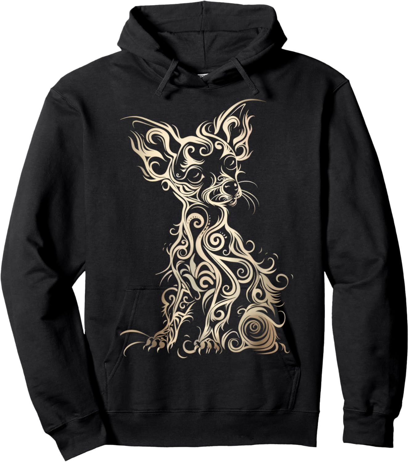 LumaThread Chiweenie Tribal Vintage Retro Graphic , Small, Black Hoodie - Hoodie | Black