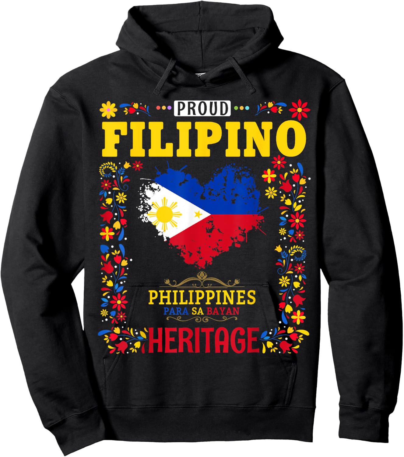 Filipino Heritage Flag Outfit Idea for Kids Philippines Flag Hoodie - Hoodie | Black