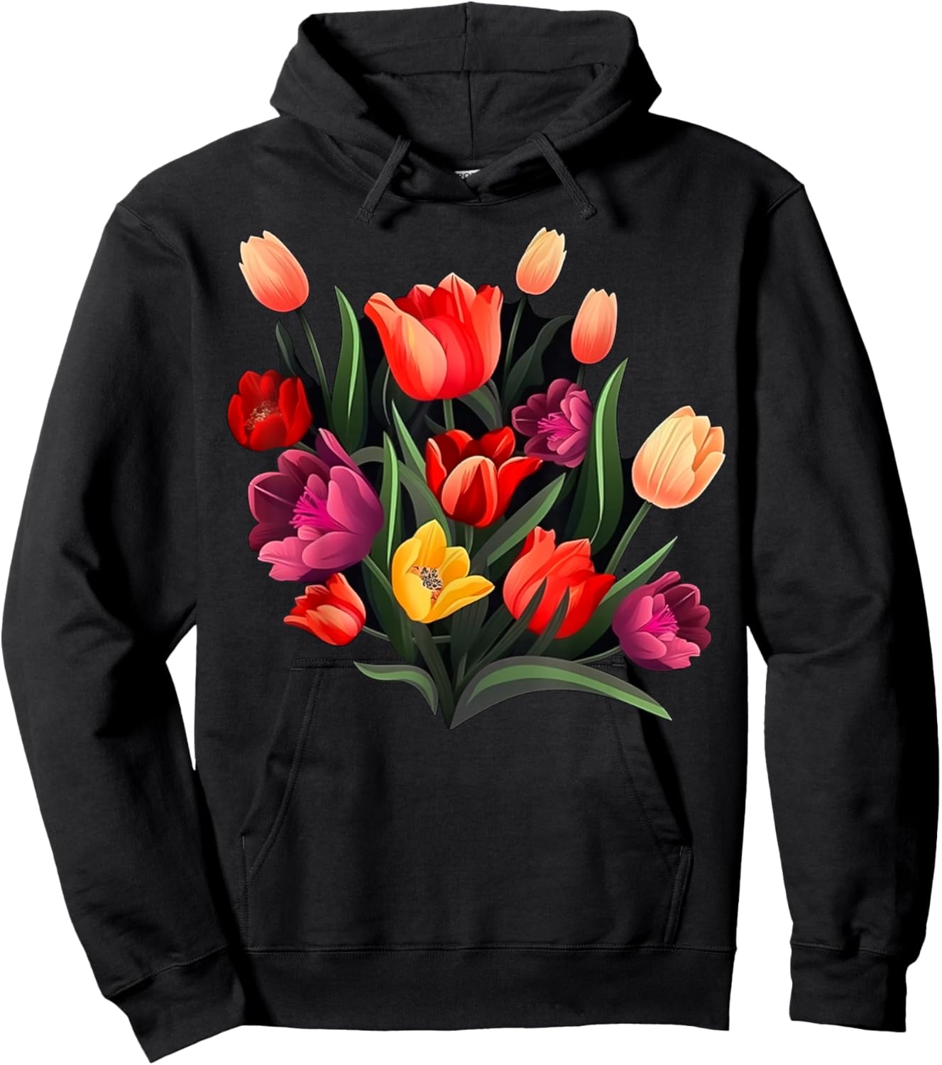 Bouquet of Tulips on Tulip flowers Hoodie - Hoodie | Black