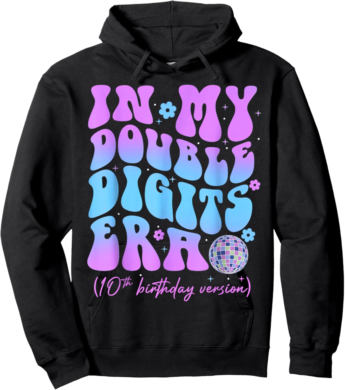 In My Double Digits Era Retro 10 Year Old 10th Birthday Hoodie - Hoodie | Black