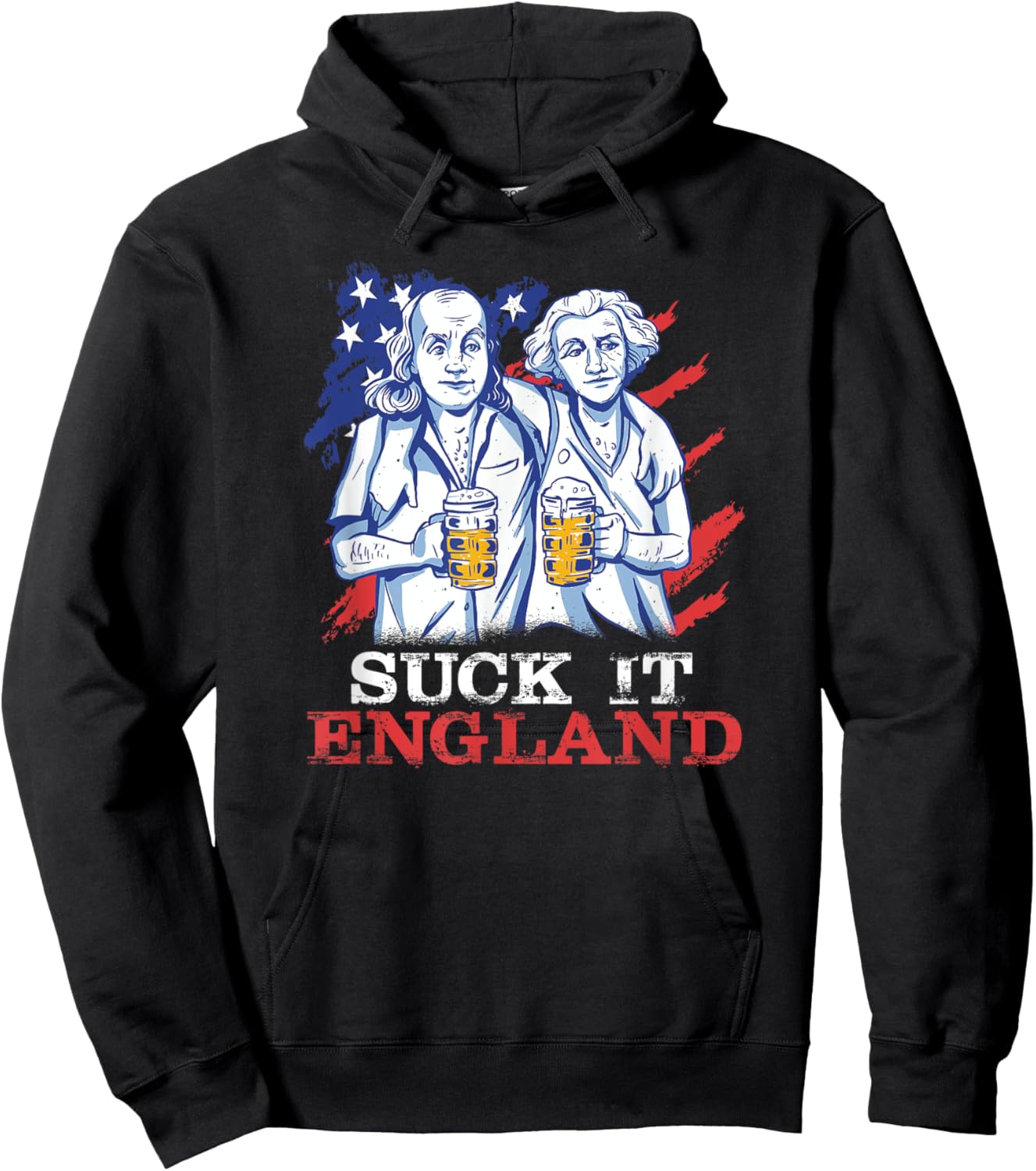 Suck-It England Funny 4th of July George Washington Men Hoodie - Hoodie | Black