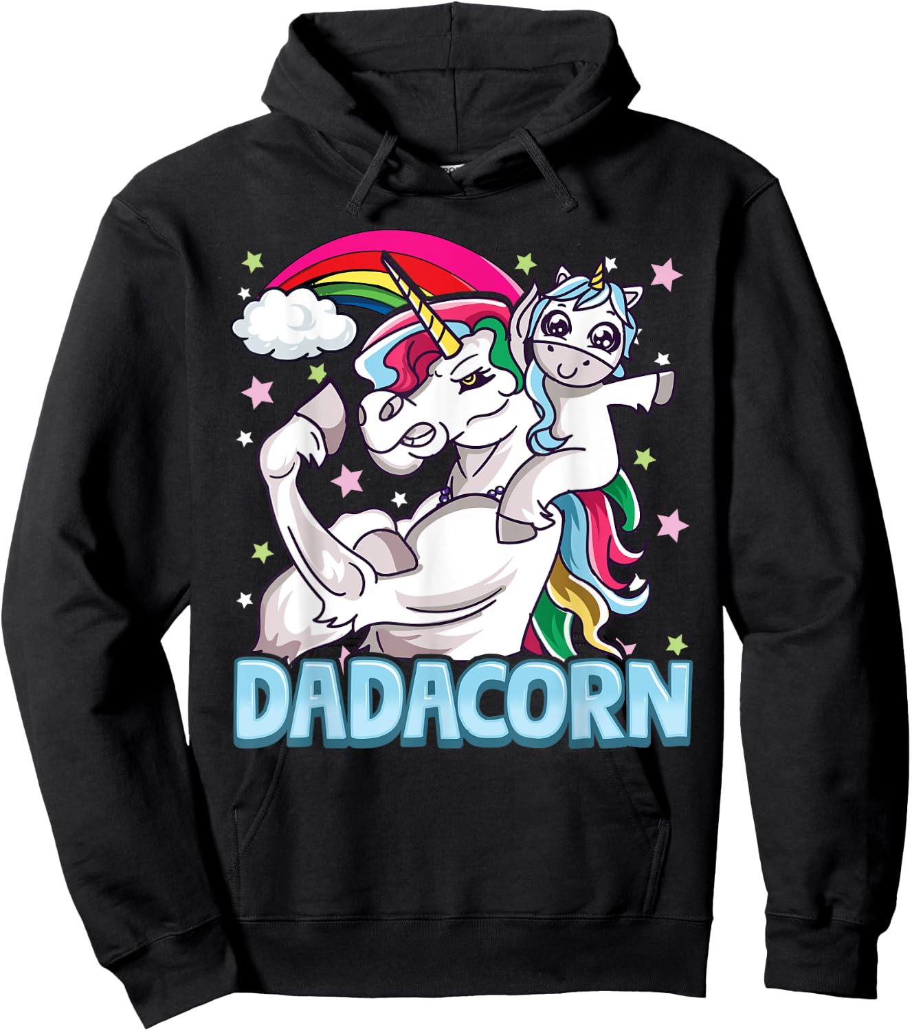Dadacorn Dad Funny Unicorn Dad Papacorn Dadicorn Hoodie - Hoodie | Black