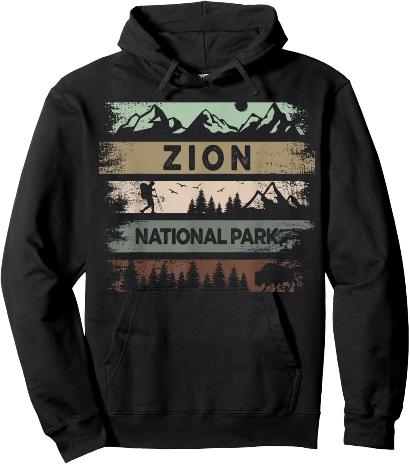 Retro Zion National Park Zion Nature Park US Vintage Zion Hoodie - Hoodie | Black