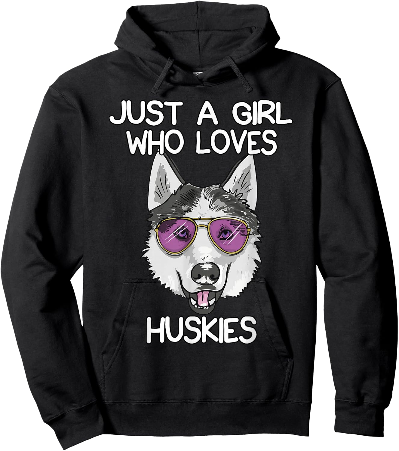 Just A Girl Who Loves Huskies Dog Lover Gifts Husky Owner Hoodie - Hoodie | Black