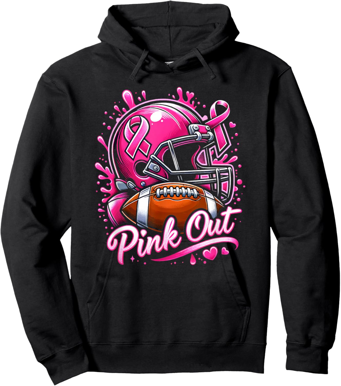 Pink Out Tackle Breast Cancer Awareness American Football Hoodie - Hoodie | Black