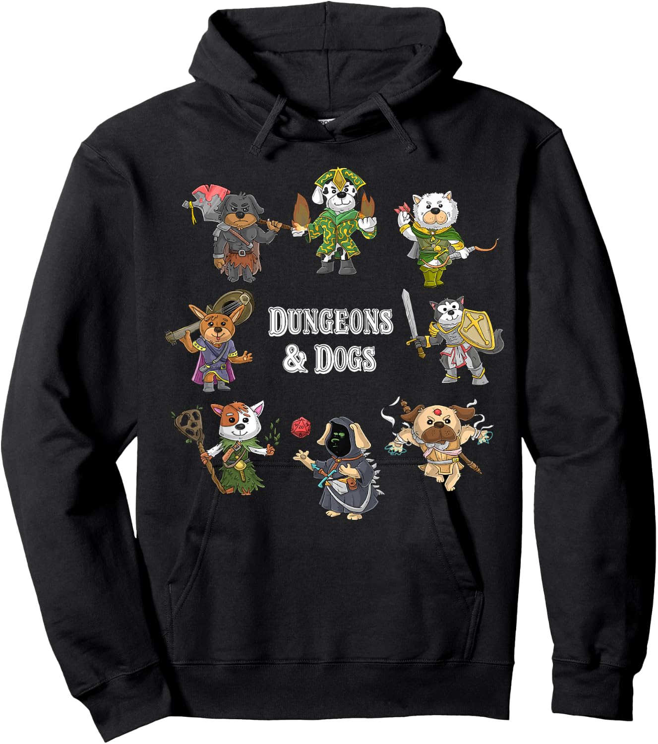 Dungeons And Dogs Cats Funny Cute Tabletop Gaming Roleplay Hoodie - Hoodie | Black