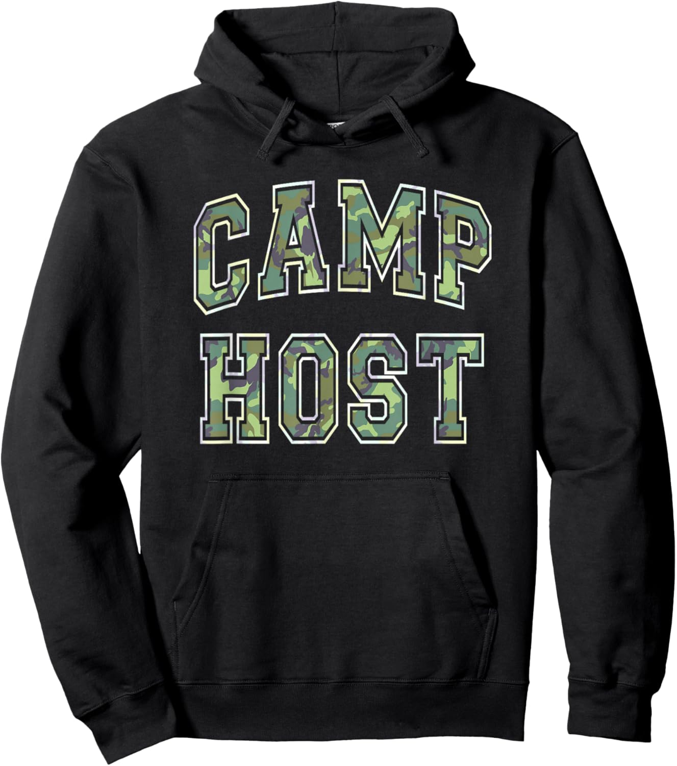 Camo CAMP HOST Summer Campfire Staff Squad Director Team Hoodie - Hoodie | Black