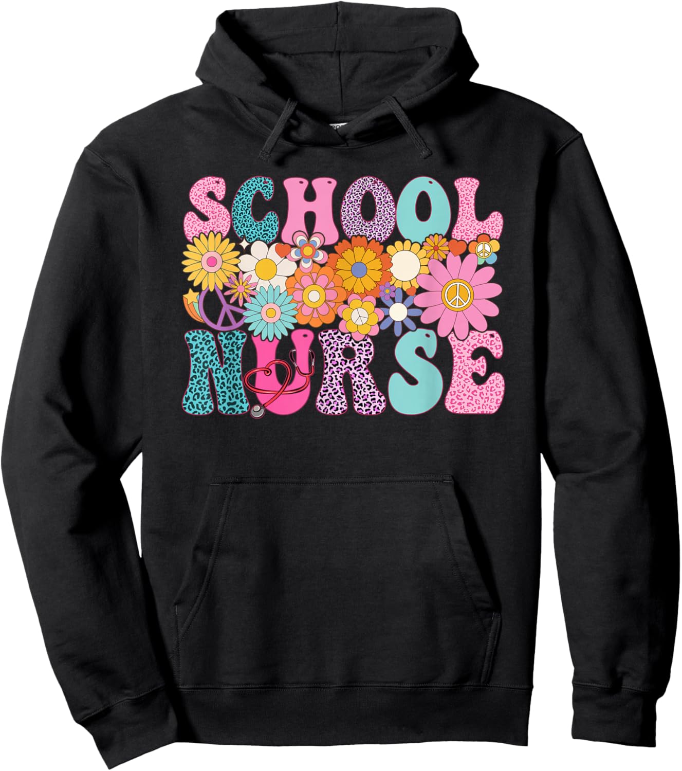 School Nurse Week Groovy Appreciation Day Hoodie - Hoodie | Black