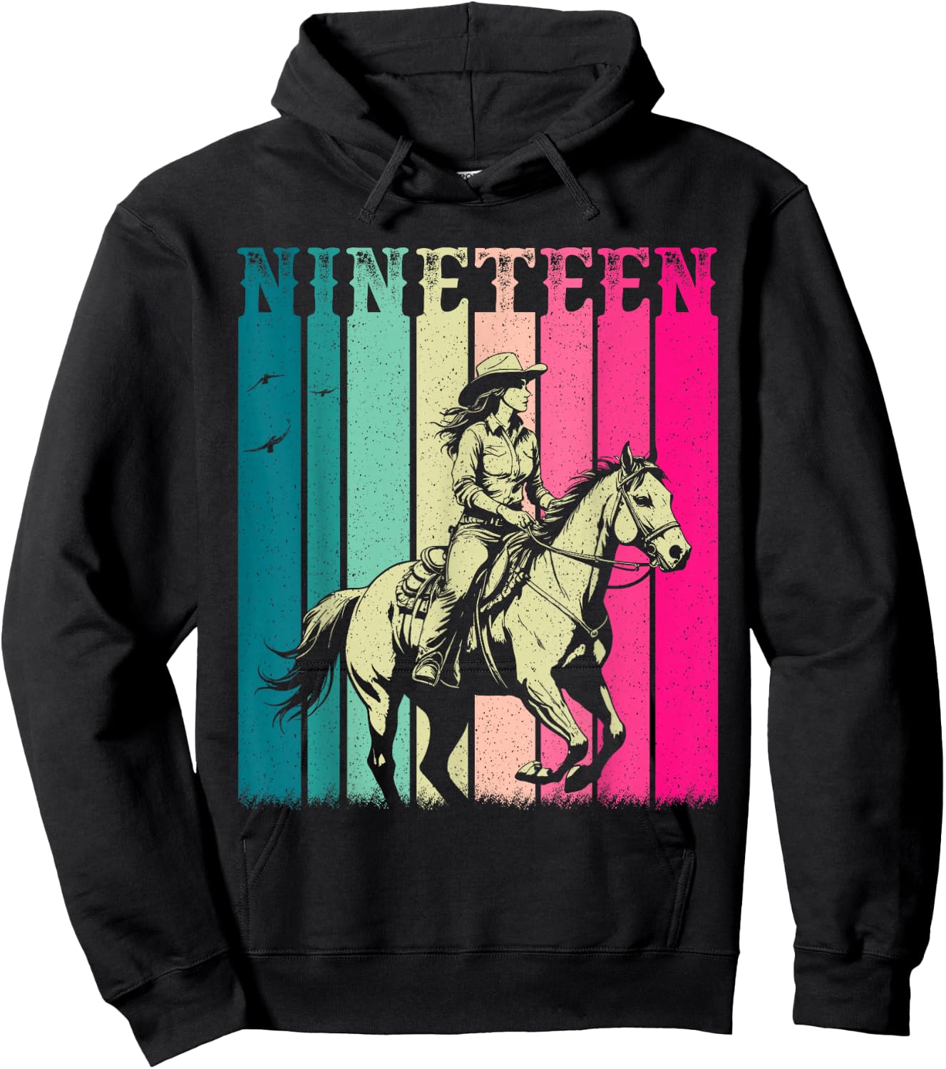 Cowgirl 19th Birthday Girls 19 Year Old Western Rodeo Party Hoodie - Hoodie | Black