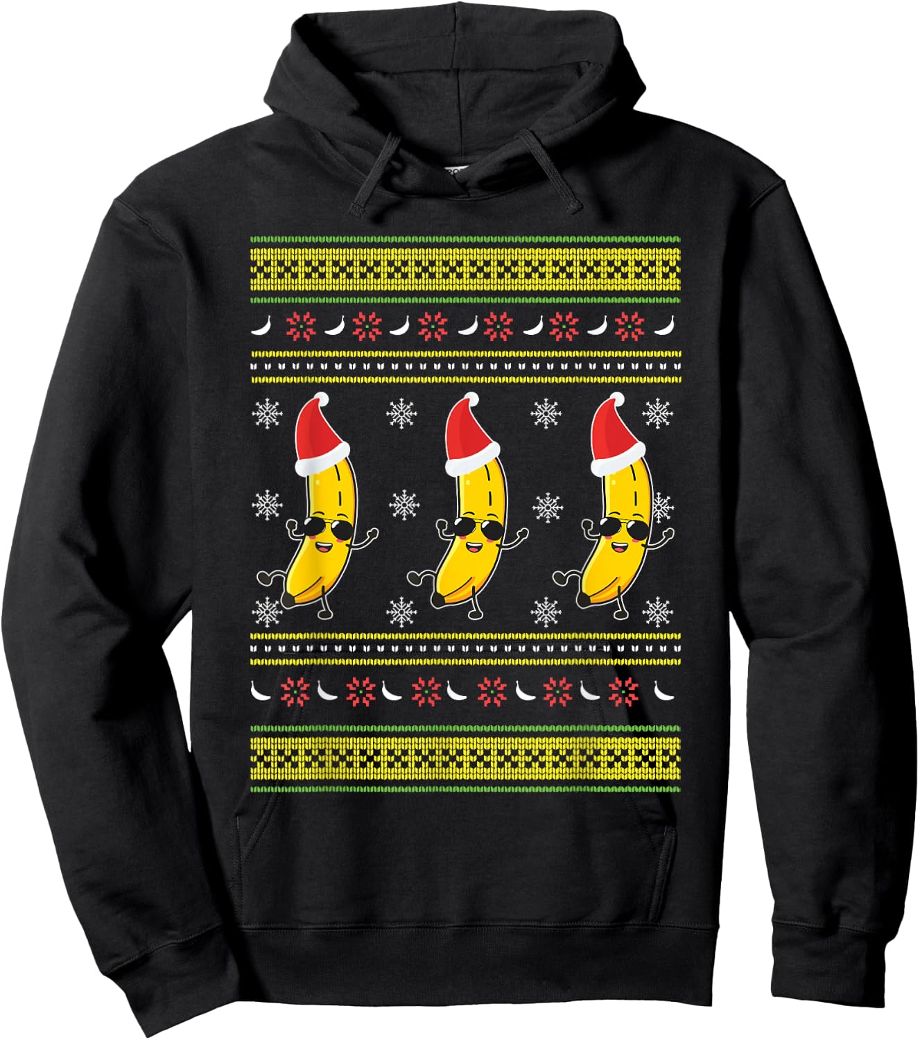 All I Want For Christmas Is Bananas Ugly Xmas For Banana Fan Hoodie - Hoodie | Black