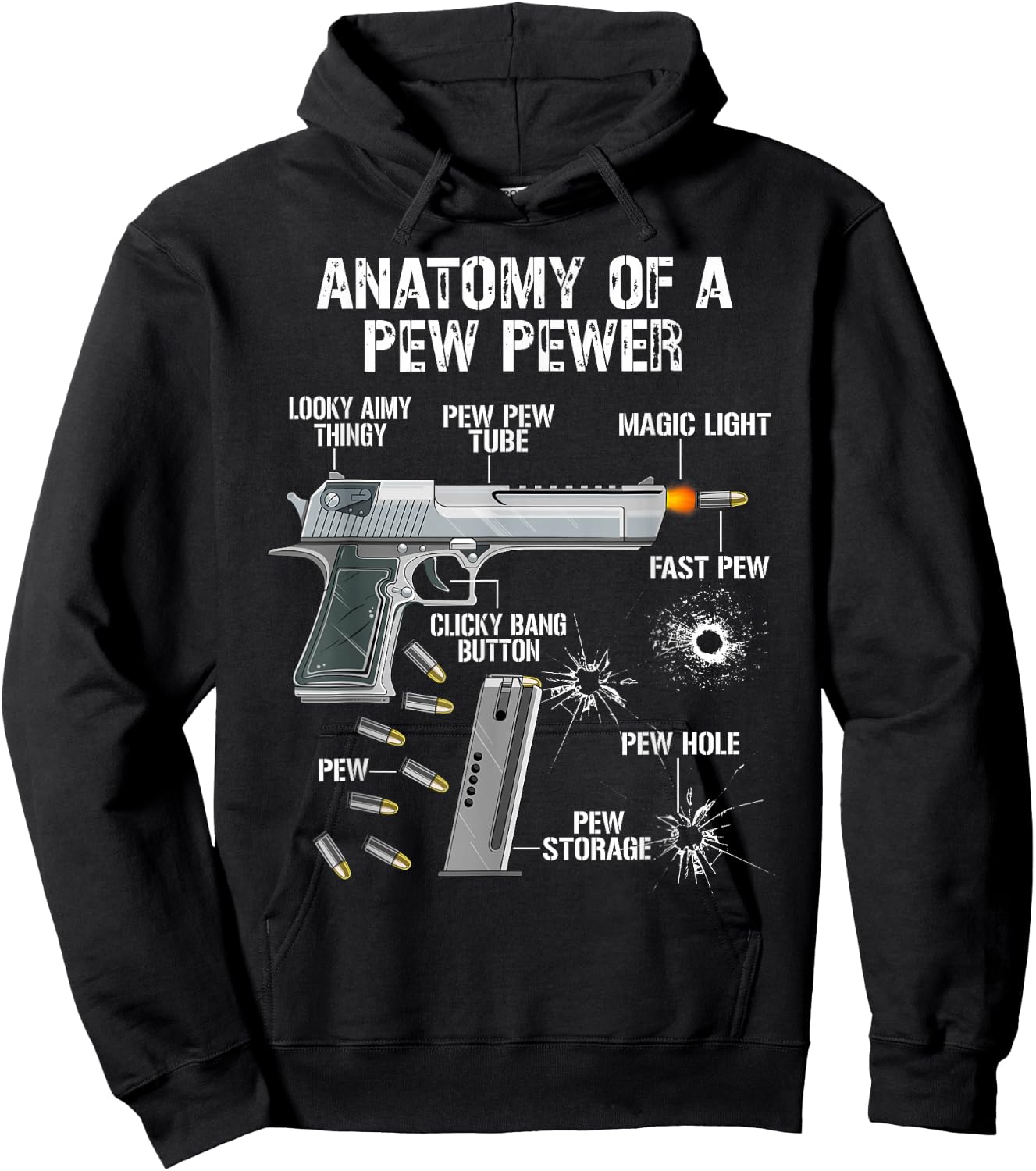 Anatomy of a Pew Pewer Funny Pistols 9 mm Sports Shooters Hoodie - Hoodie | Black