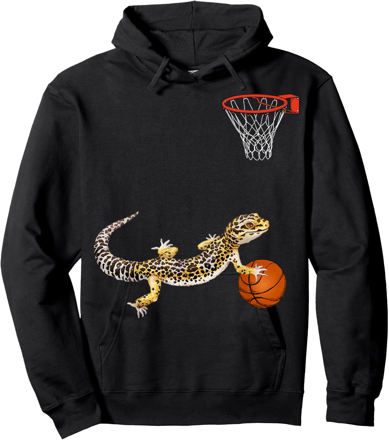 Leopard Gecko Playing Sports Lizard & Reptiles Basketball Hoodie - Hoodie | Black