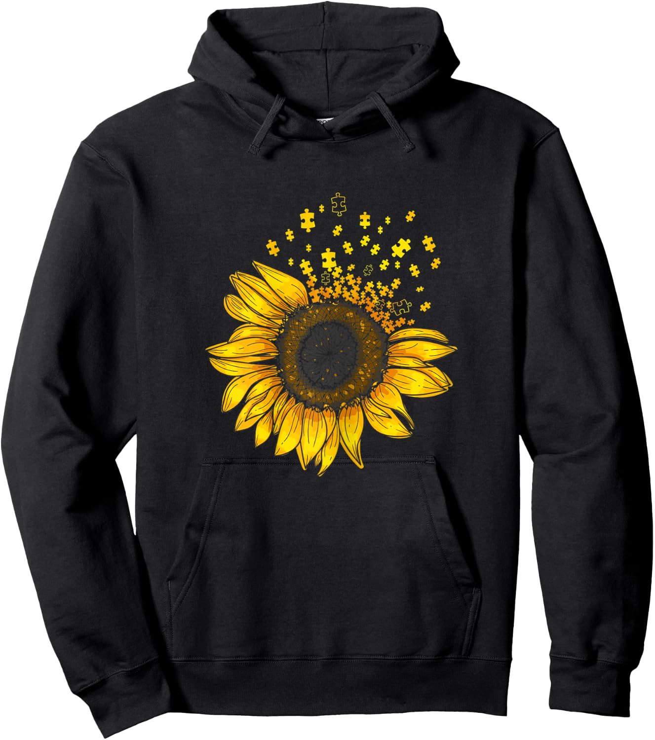 Sunflower Puzzle Pieces Autism Awareness For Mom Teacher Hoodie - Hoodie | Black