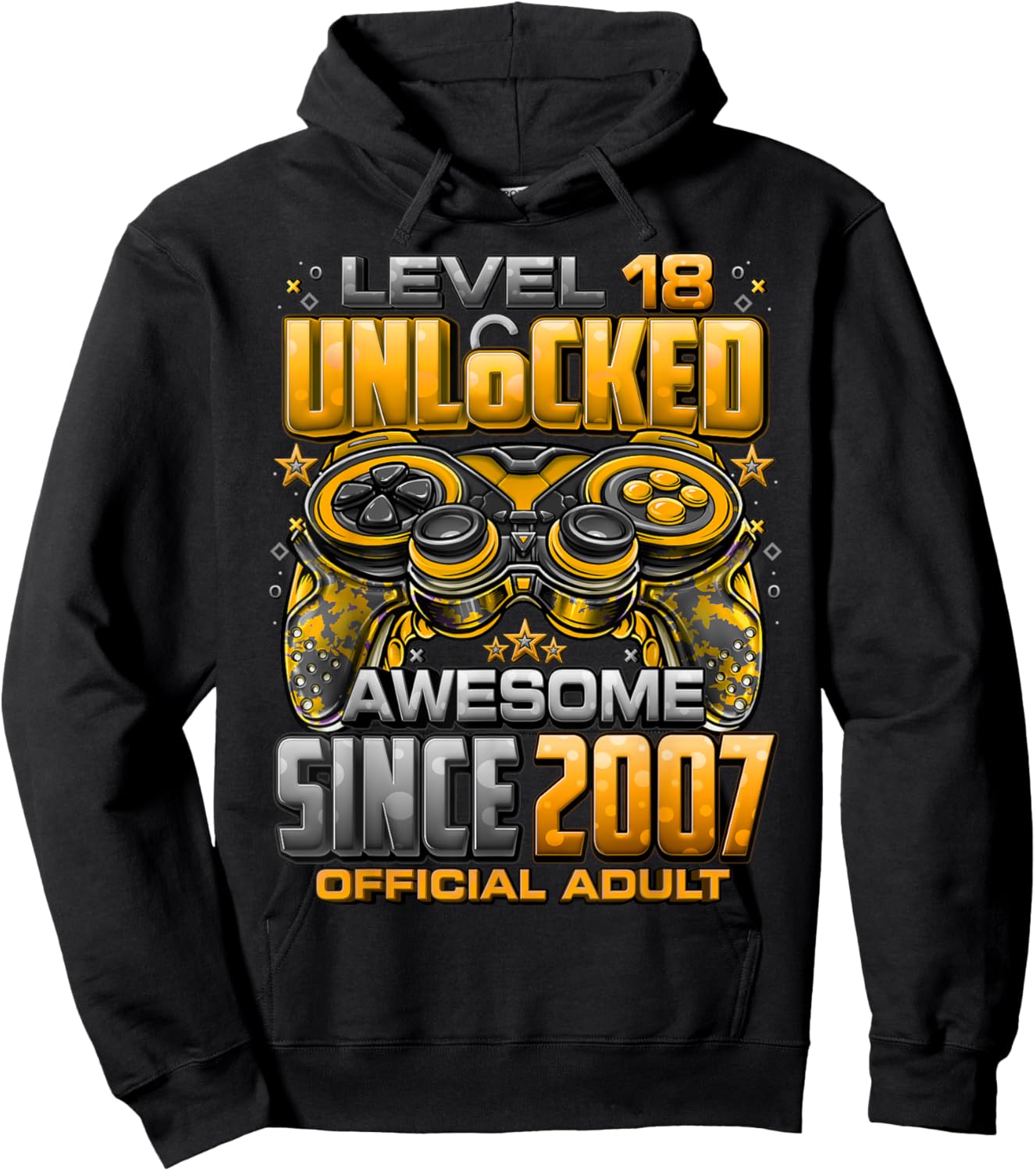 Level 18 Unlocked Awesome Since 2007 18th Birthday Gaming Hoodie - Hoodie | Black