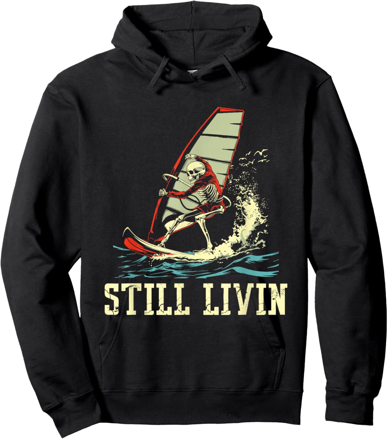 Windsurfer Windsurfing Surfboard Hoodie - Hoodie | Black