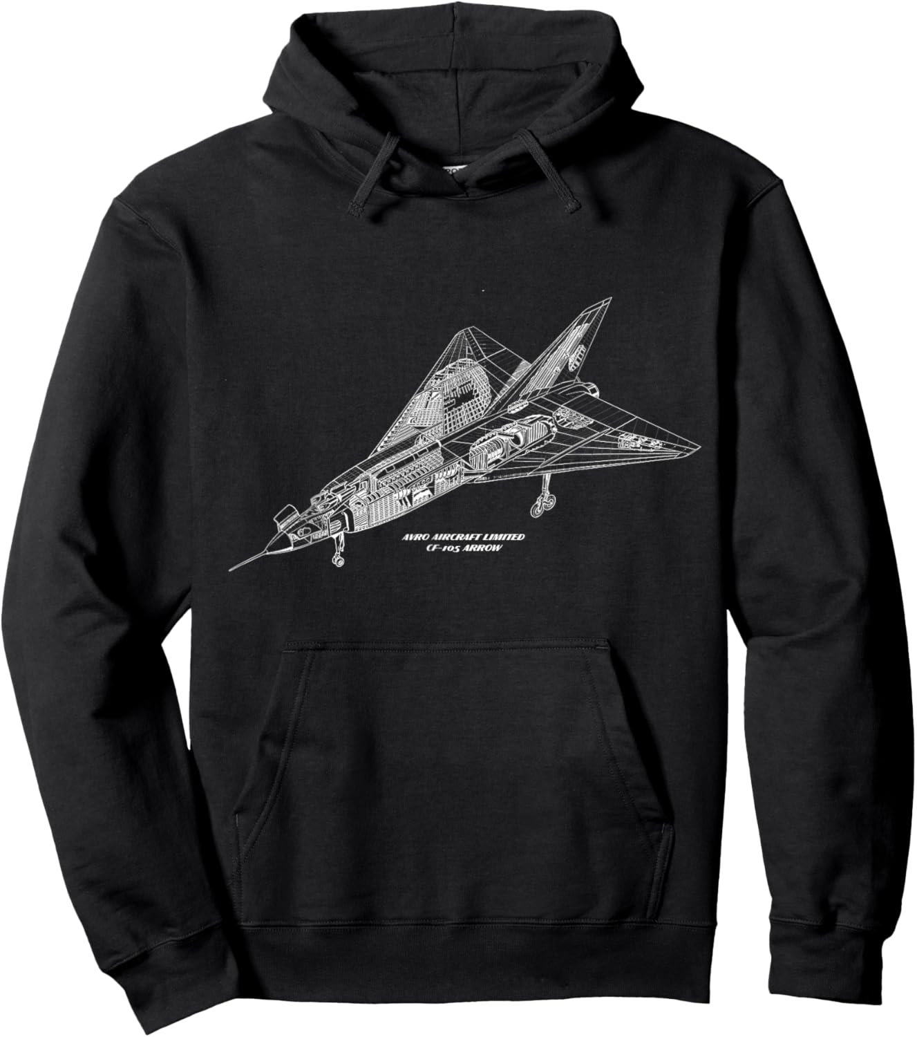 Avro Arrow CF-105 Technical Drawing Hoodie - Hoodie | Black