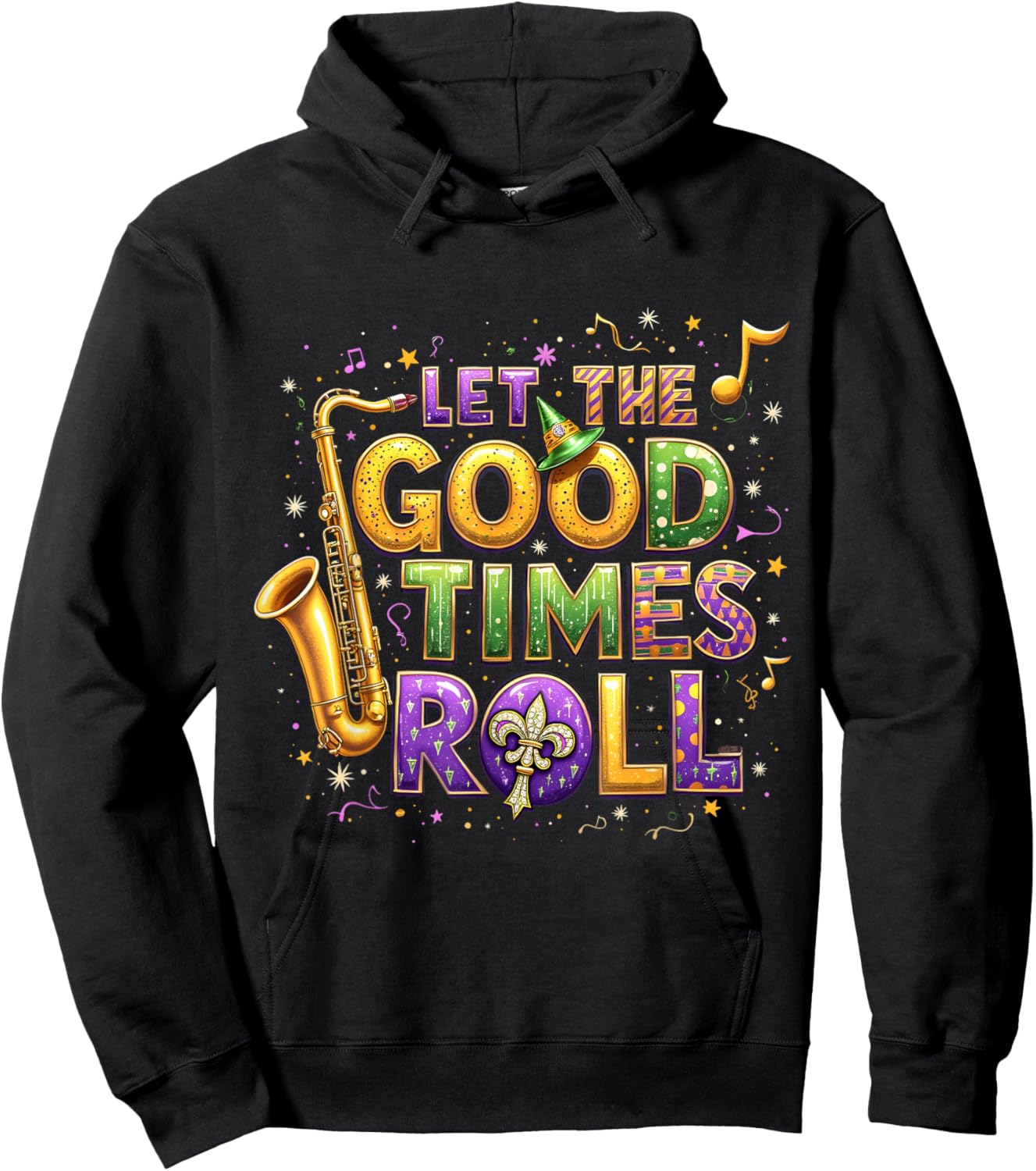 Retro Let the Good Times Roll Mardi Gras Party Lovers Hoodie - Hoodie | Black