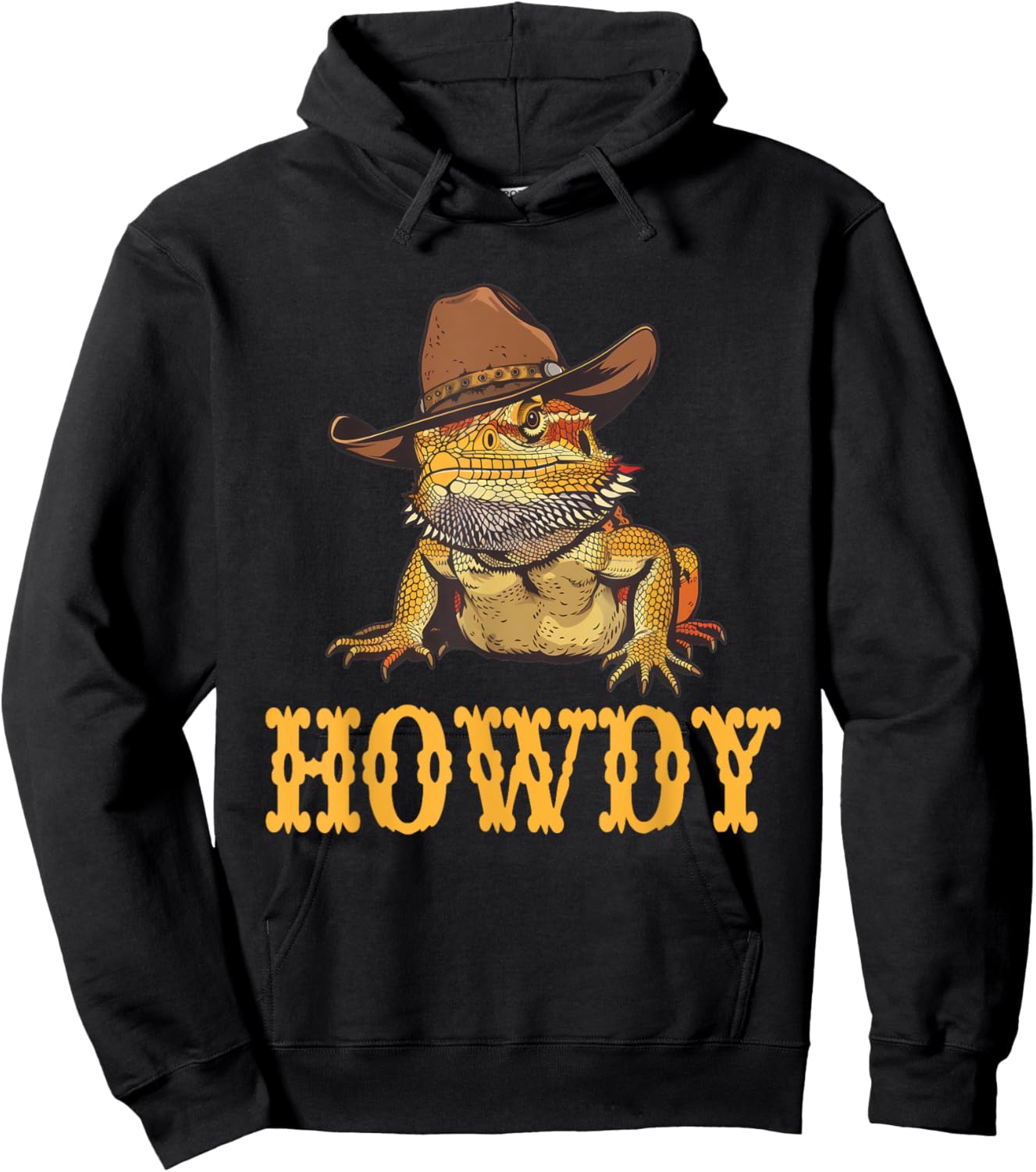 Bearded Dragon Howdy Cowboy Hoodie - Hoodie | Black