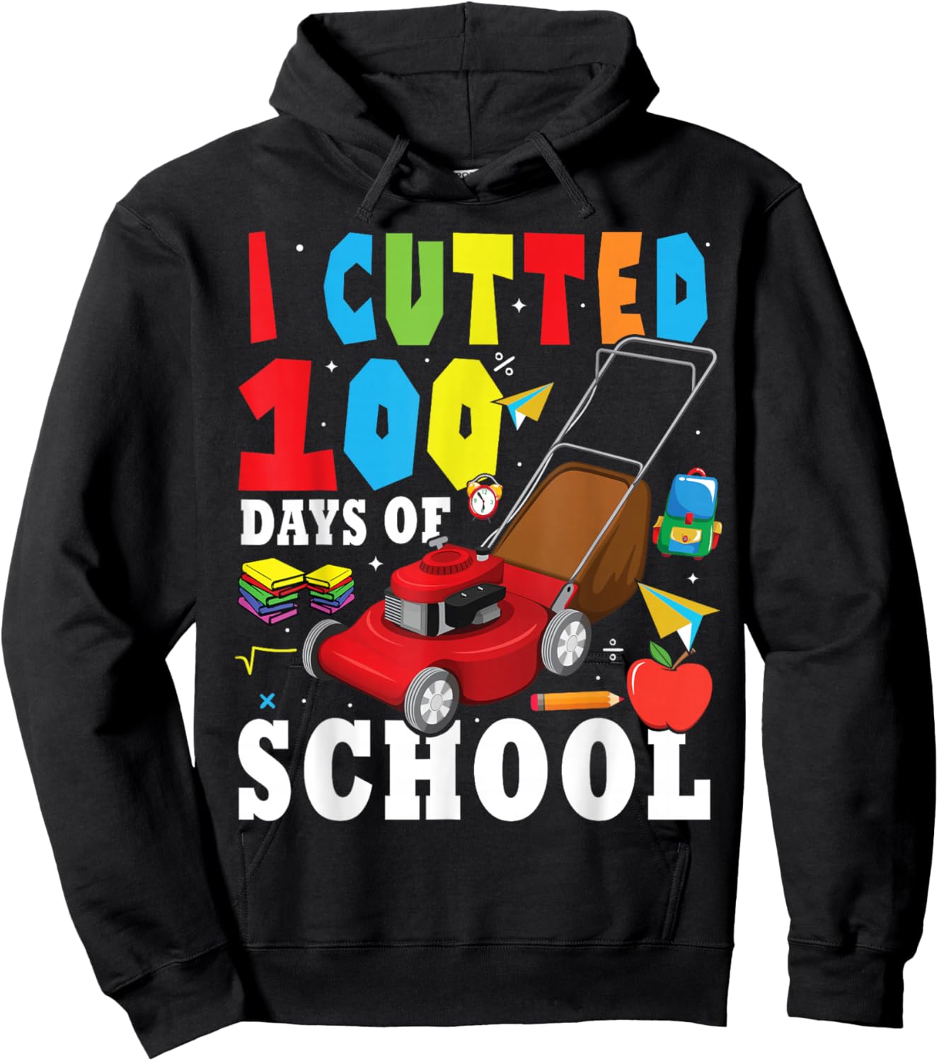 Cool Lawn Mower Apparel 100th Day Of School Teachers Boys Hoodie - Hoodie | Black