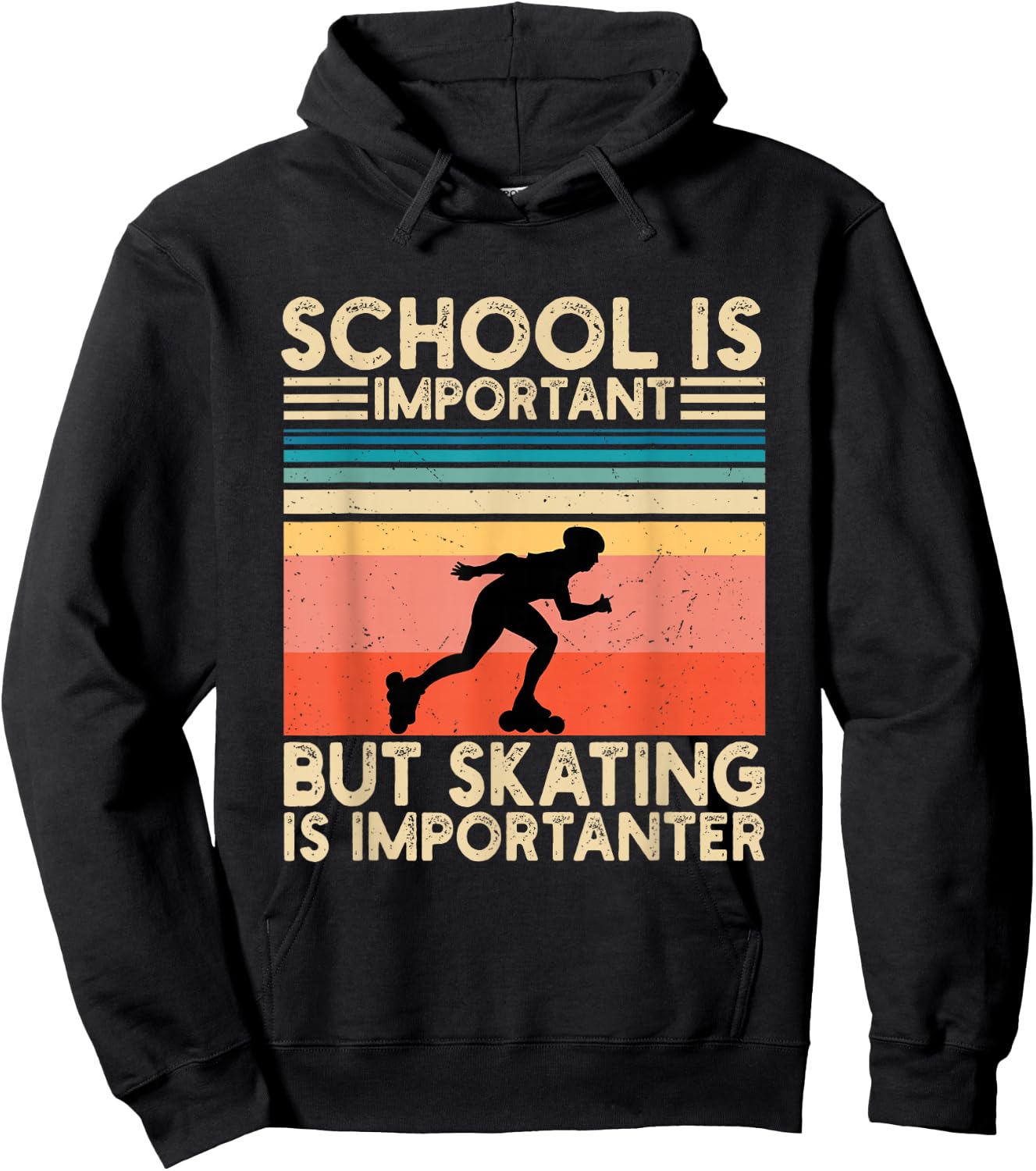 School Is Important But Skating Is Importanter Funny Skating Hoodie - Hoodie | Black