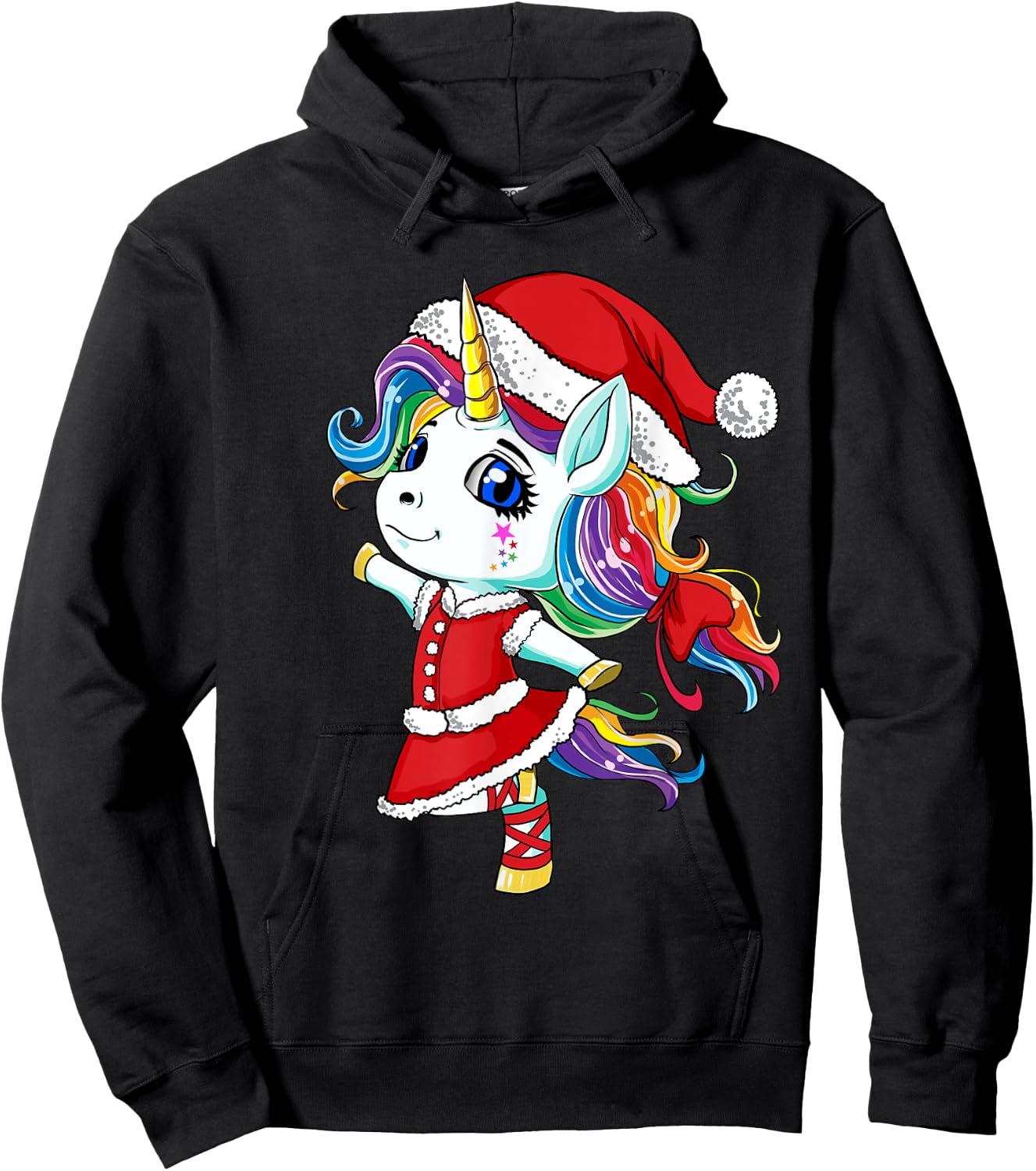 Unicorn Santa Claus Christmas Unicorns Girls Hoodie - Hoodie | Black
