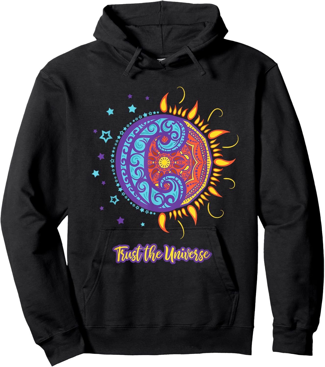 Trust the Universe Sun Moon, Positive Self Care Hoodie - Hoodie | Black
