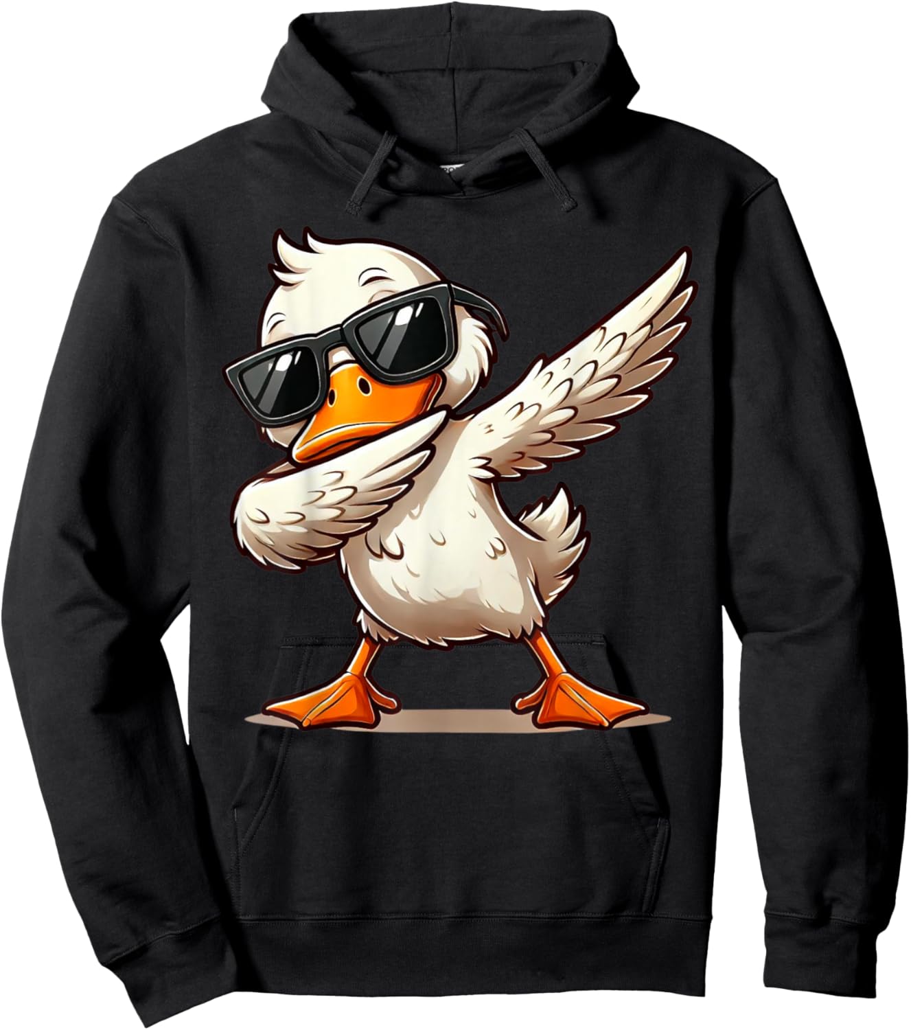 Quirky Bird Designs BY TEERA Dabbing Duck with Sunglasses Funny Cartoon Graphic Hoodie - Hoodie | Black