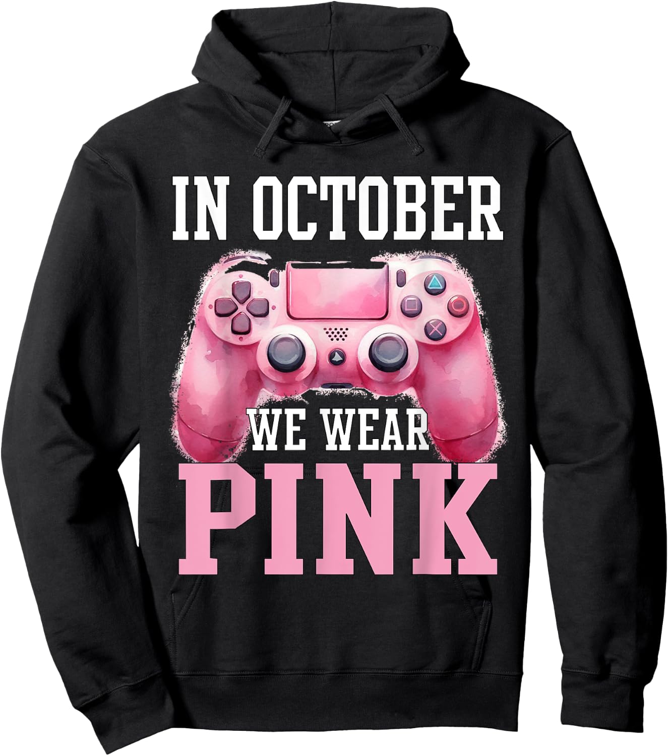 In October We Wear Pink Breast Cancer Gaming Kids Boys Youth Hoodie - Hoodie | Black