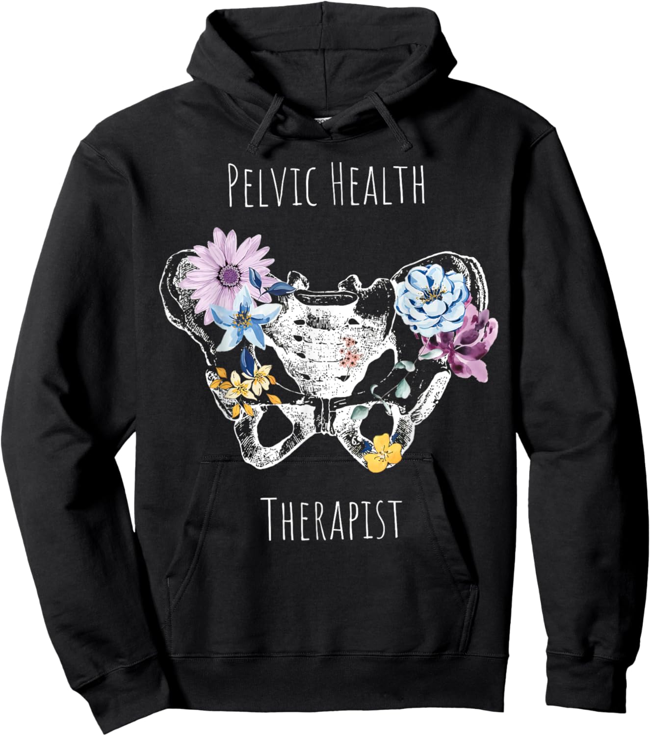 Vintage Pelvic Health Therapist Cute Pelvic Floor Flowers Hoodie - Hoodie | Black