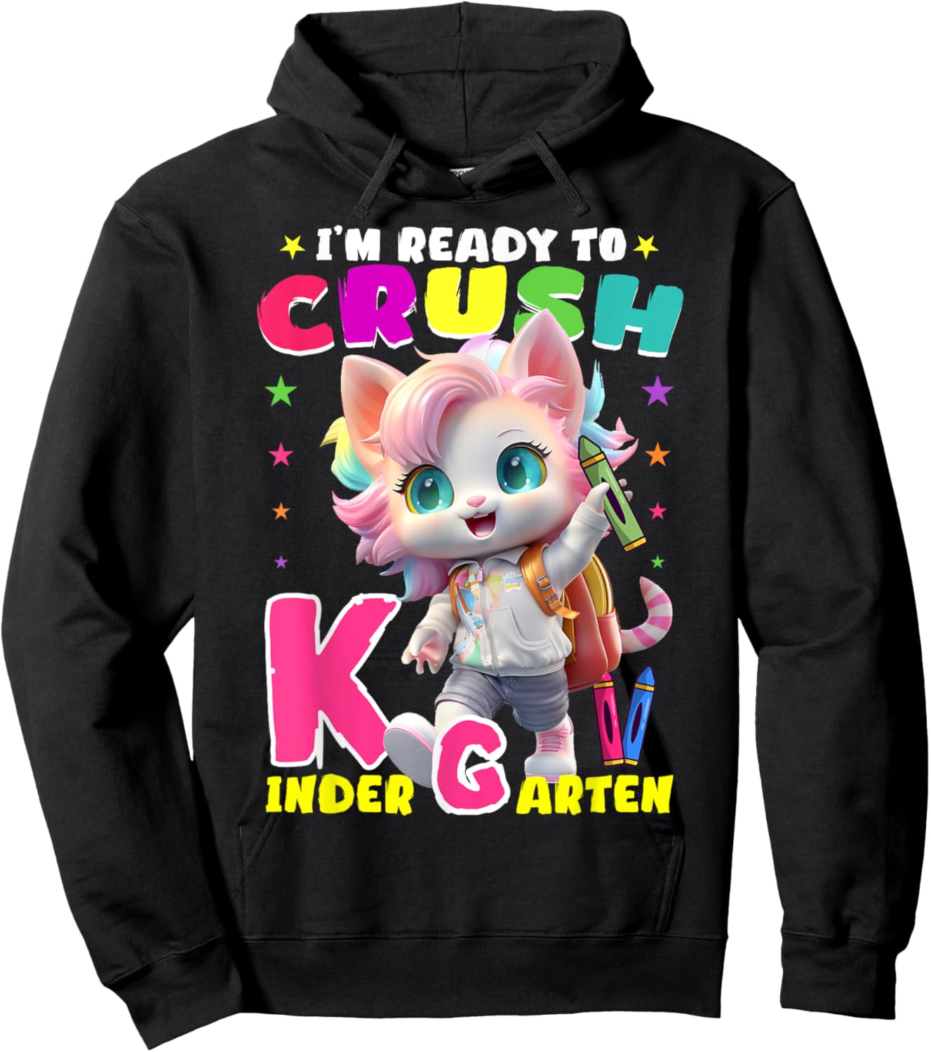 I'm Ready To Crush Kindergarten Unicorn Back To School Girls Hoodie - Hoodie | Black
