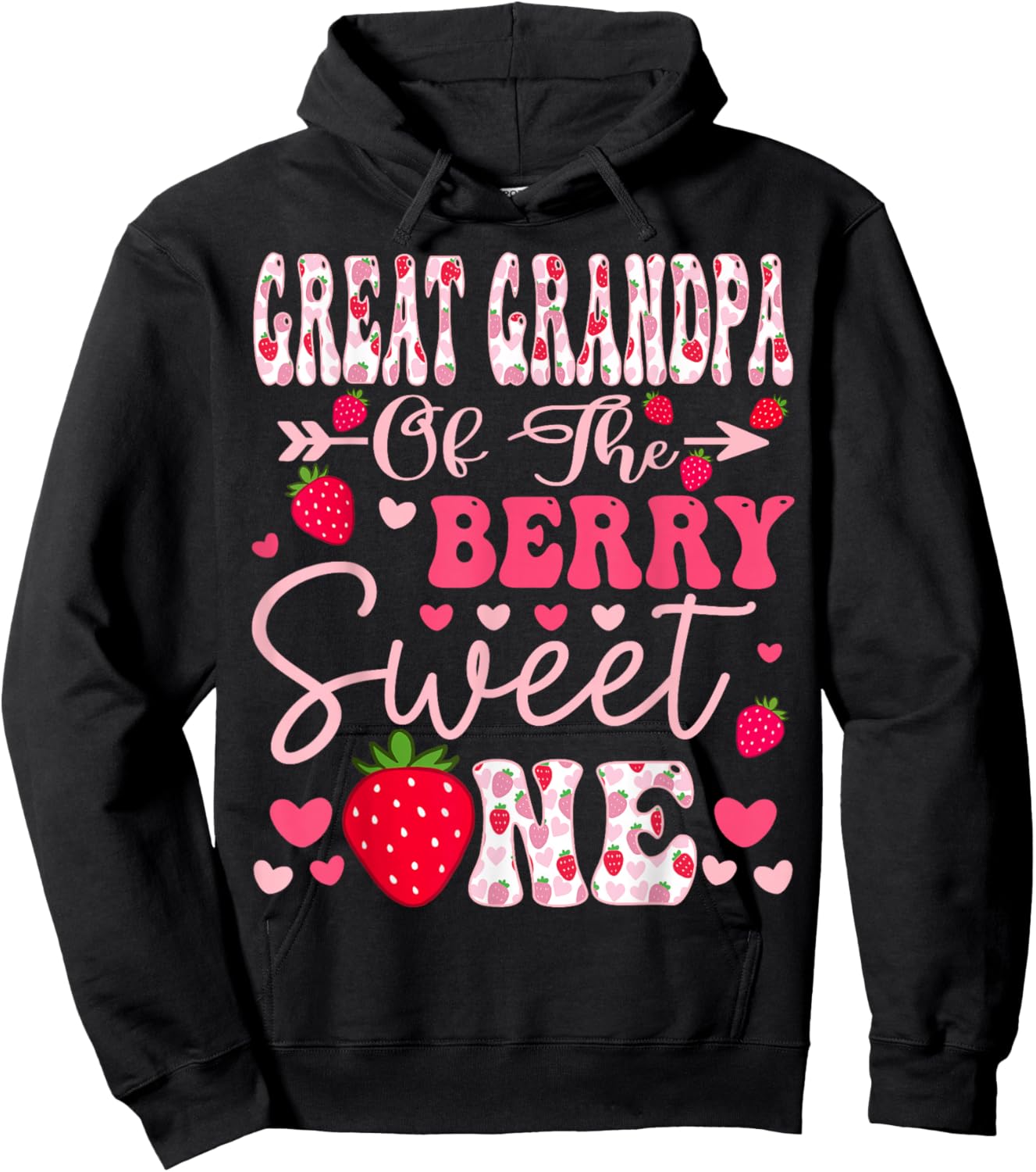 Great Grandpa Of The Berry Sweet One Strawberry 1St Birthday Hoodie - Hoodie | Black