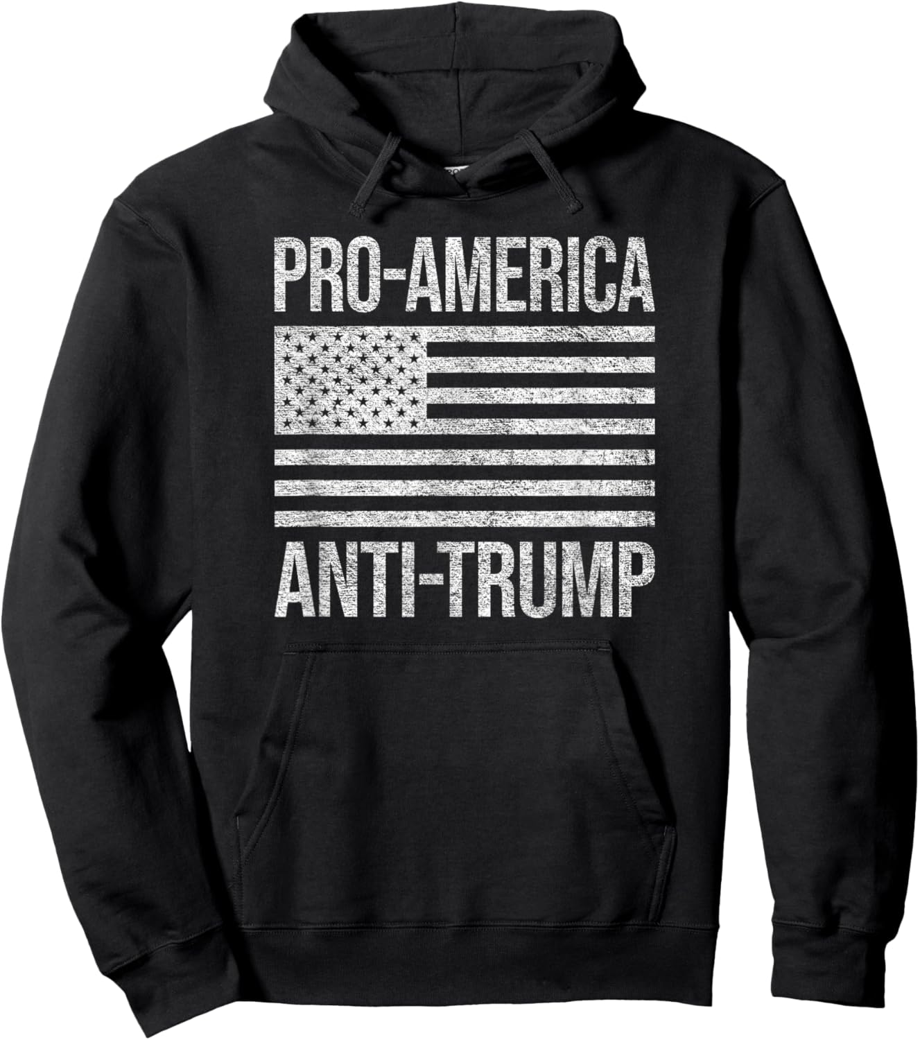 Pro America Anti Trump Us American Flag Patriot Hoodie - Hoodie | Black