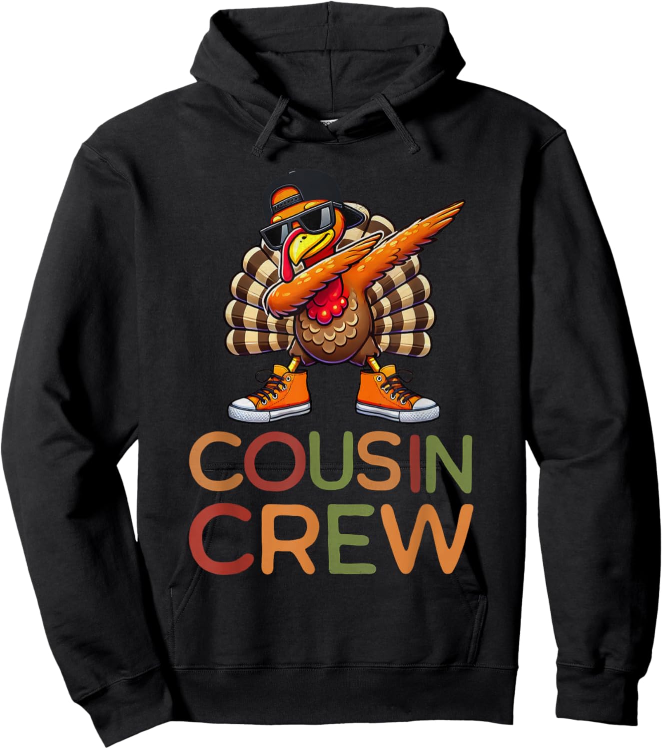Thanksgiving Cousin Crew Matching Kids Dabbing Turkey Boys Hoodie - Hoodie | Black