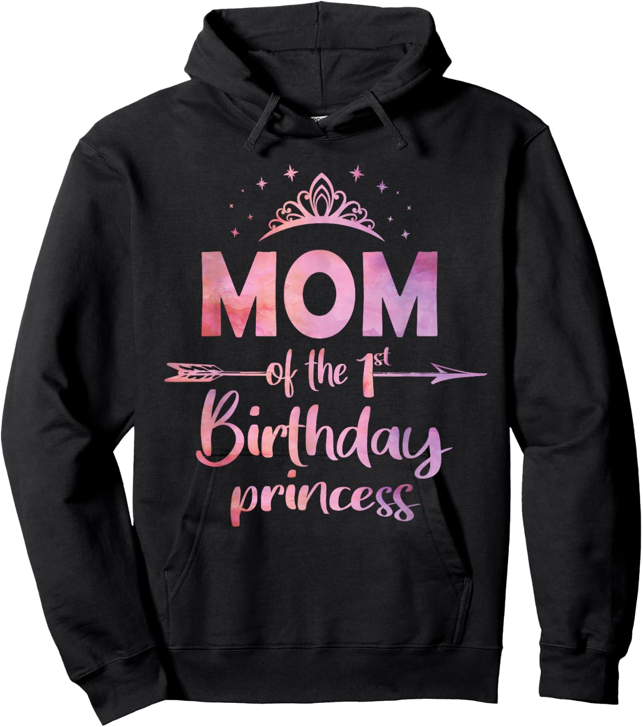Mom of The 1st Birthday Princess Girl One Years Old B-Day Hoodie - Hoodie | Black